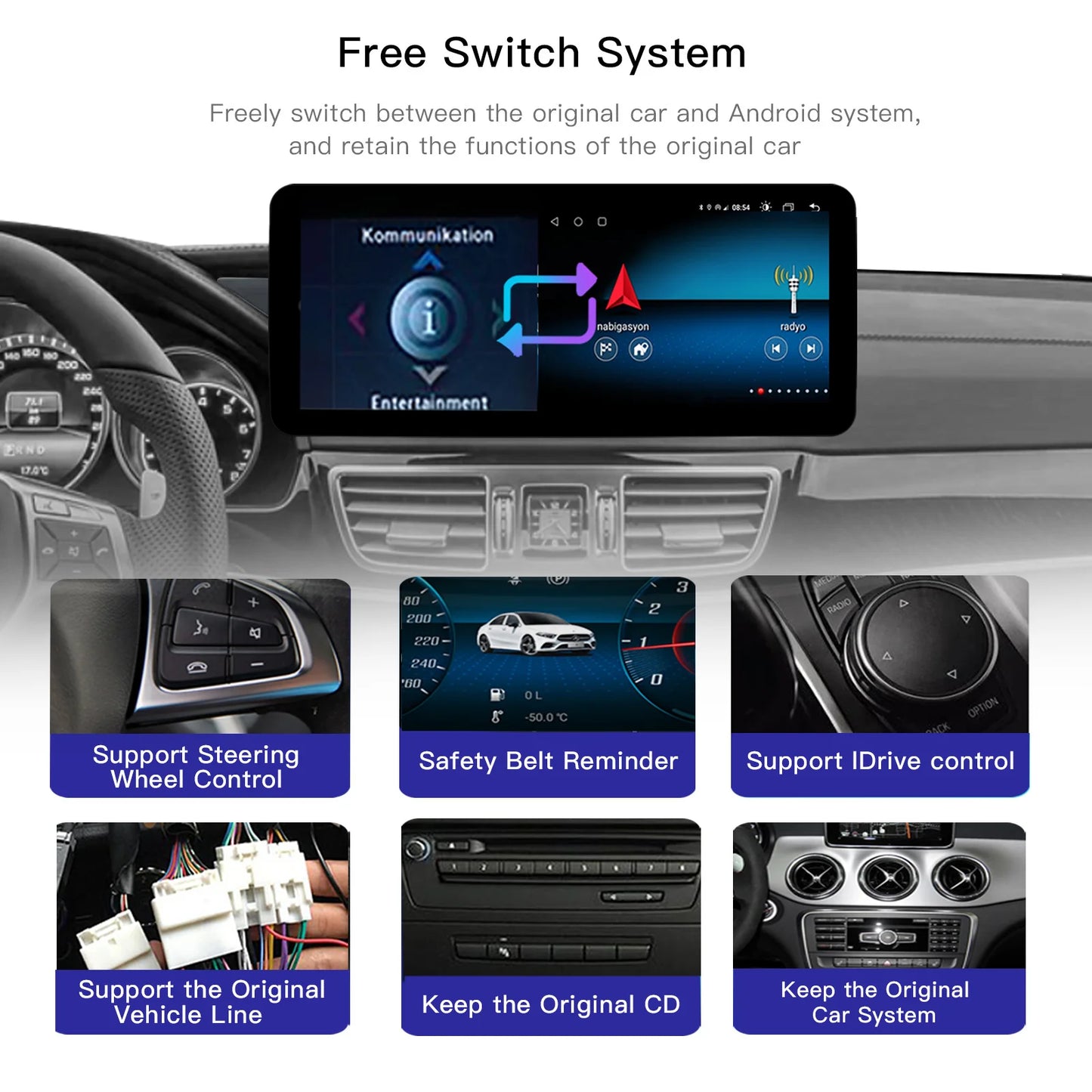 12,3 inch Multimedia Systeem – Autoradio Navigatie – Touchscreen Headunit – Android Auto – CarPlay Draadloos – Snapdragon 665 Processor – Android 14 OS