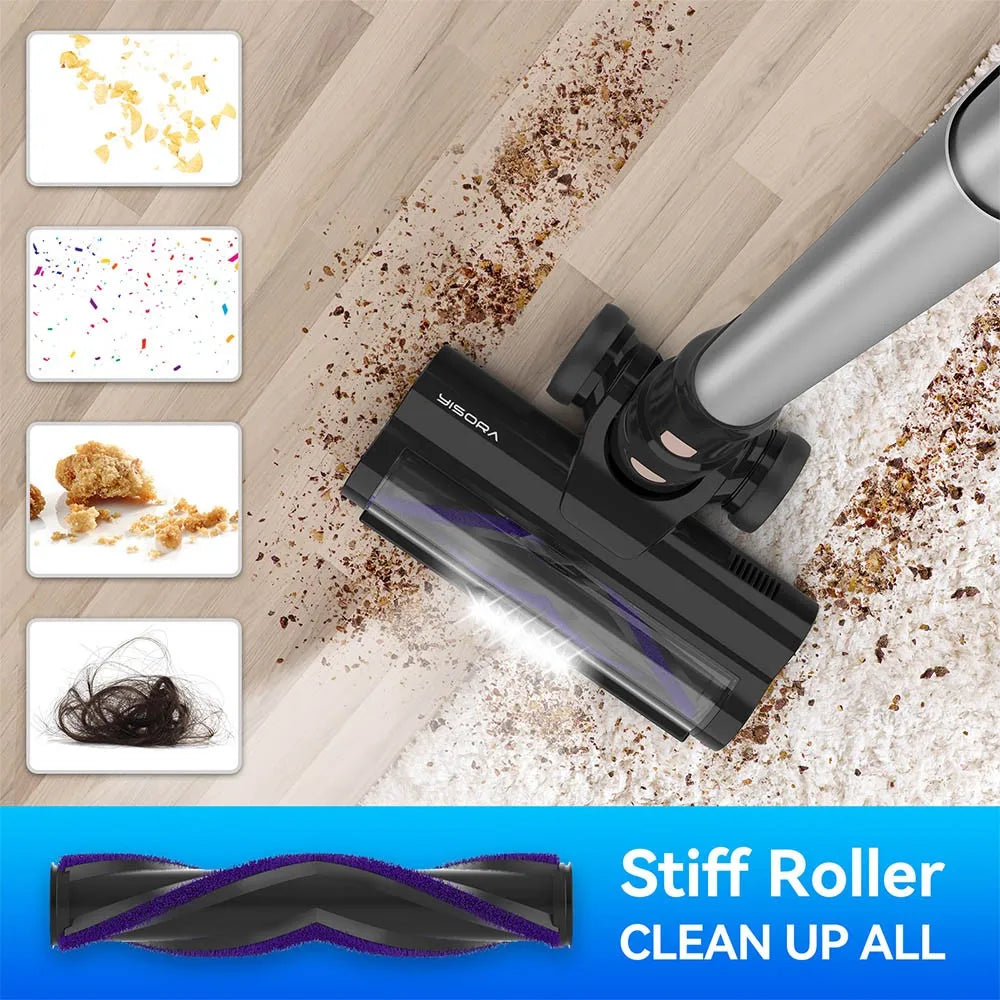 8-in-1 - Draadloze Stofzuigers - Stofzuiger - Natte & Droge - Vacuum Cleaner - 25000Pa - 265W - LED Display - Hoogte Verstelbaar - 0.8 L Stoftank - Blauw
