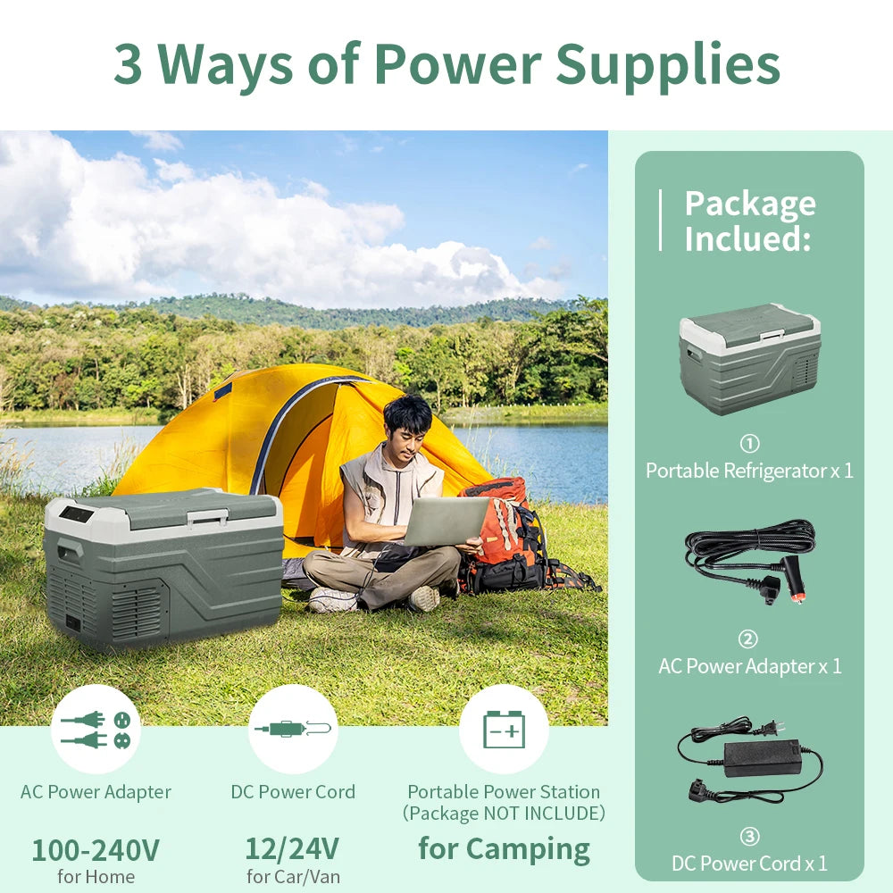 Auto Koelbox - Koelbox - Compressor Koelkast - Camping Koelkast - met Vriesfunctie - Draagbare - 12V/24V - 35L - Dual Zone - -20°C tot +10°C - 45 dB - voor Binnen - en Buitenevenementen