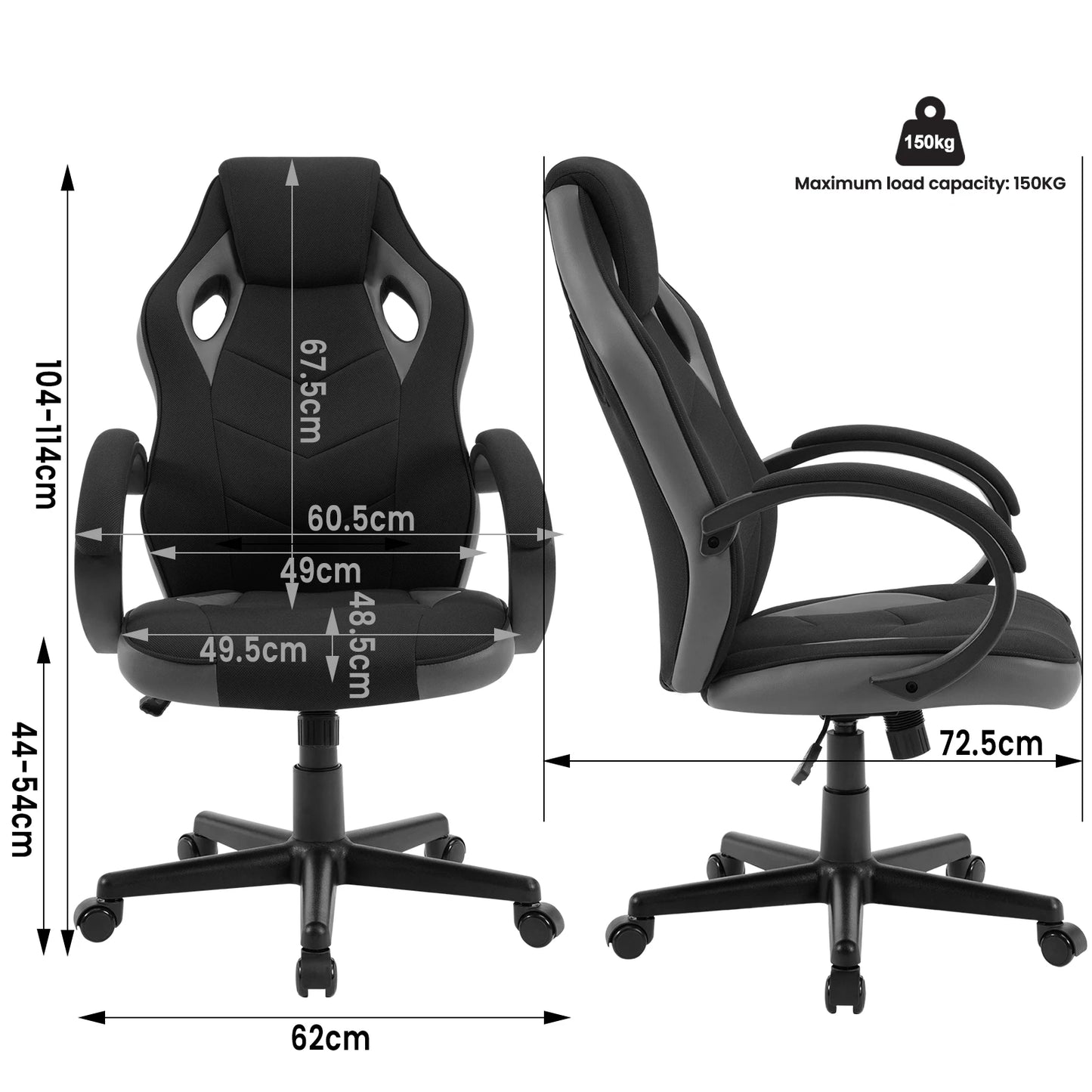 Gamingstoel – Ergonomische - Racing - Bureau - Verstelbare Bureaustoel - met Armleuningen - Kantelfunctie – 360° Draaiend – Hoge Rugleuning – 150 kg Draagvermogen - Zwart en Roze