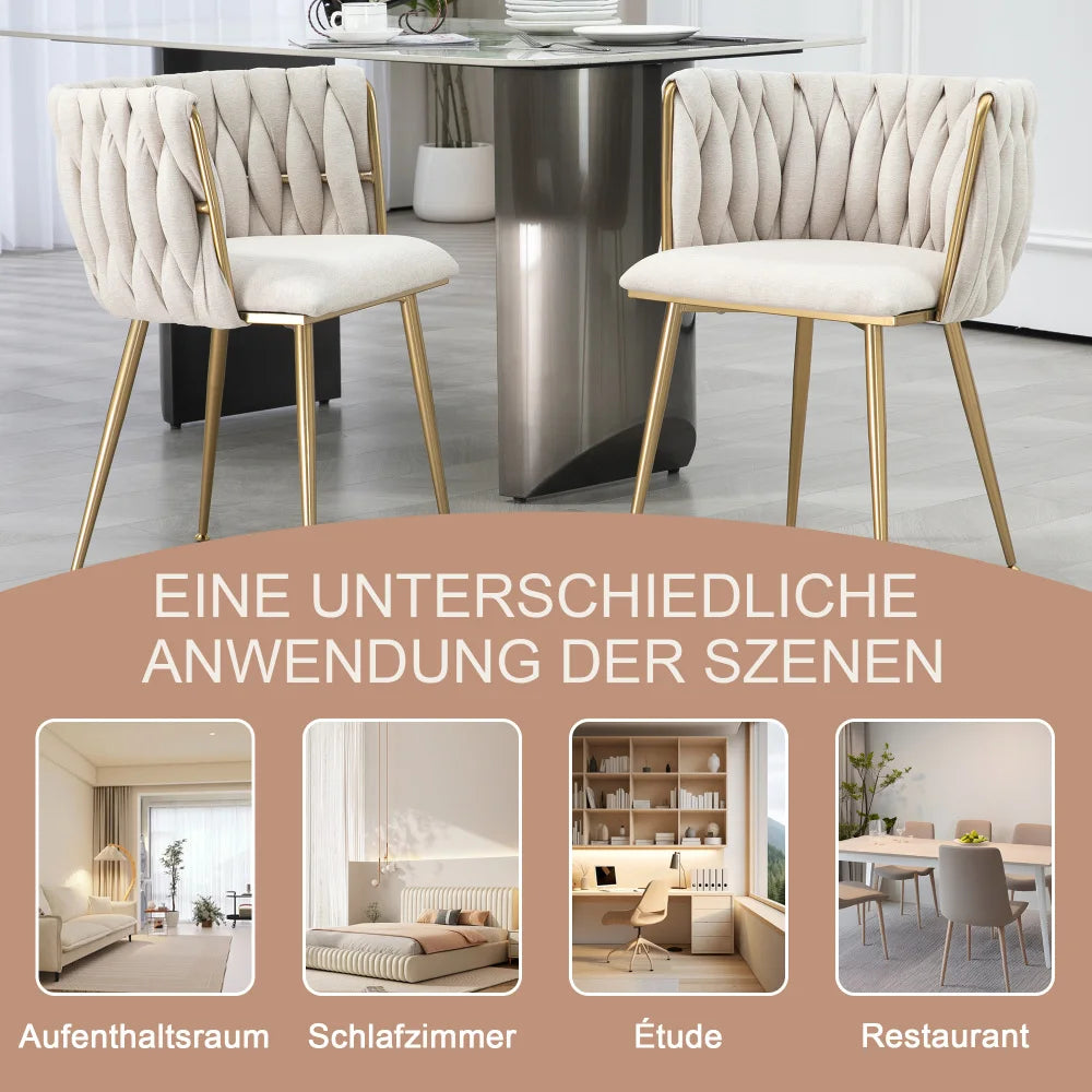 Eetkamerstoelen – Stoelen – Zitkamer Stoelen – Woonkamer Stoelen – Keuken Stoelen – Metalen Frame – Linnen Bekleding