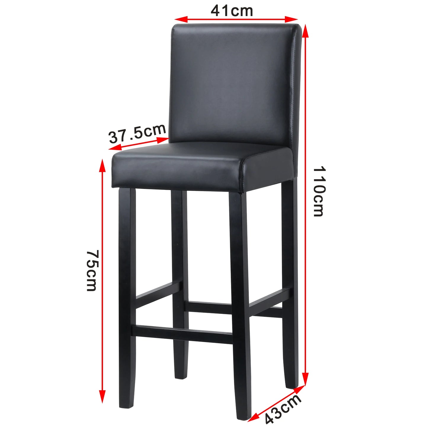 Barkruk – Barstoel – Kruk – Barstoel Zonder Rugleuning – Barkruk Set – Massief Grenenhout – Kunstleren Zitting – Zithoogte 75 cm