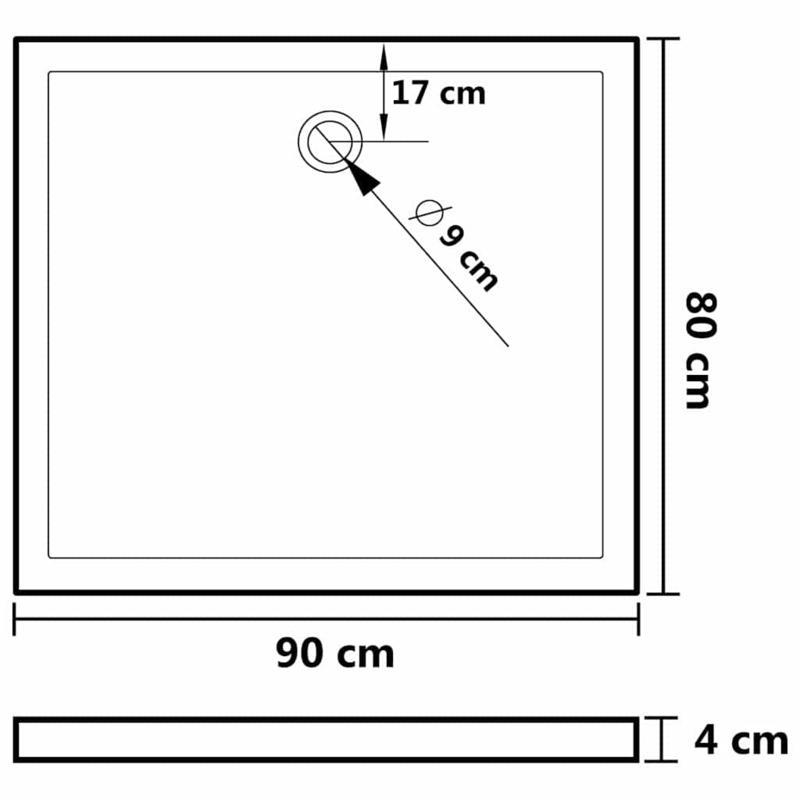 Douchebak – Douchevloer – Douchepan – Natte Ruimte Tray – Doucheplateau – Zwart ABS Kunststof – 80x90 cm – Slijtvaste Moderne Afwerking
