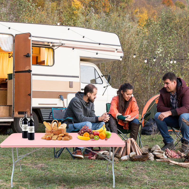 Inklapbare Tafel – Opvouwbare Tafel – Klaptafel – Campingtafel – Picknicktafel – Stevig Metalen Onderstel – Marmeren Kunststof Tafelblad 180 cm