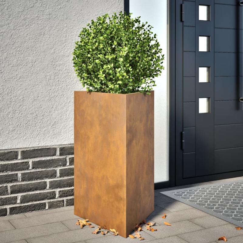 Plantenbak – Bloembak – Bloempot – Tuinbak – Tuinpot – Set van 2 – Driehoekig Design – Cortenstaal Weerbestendig 50x43x75 cm