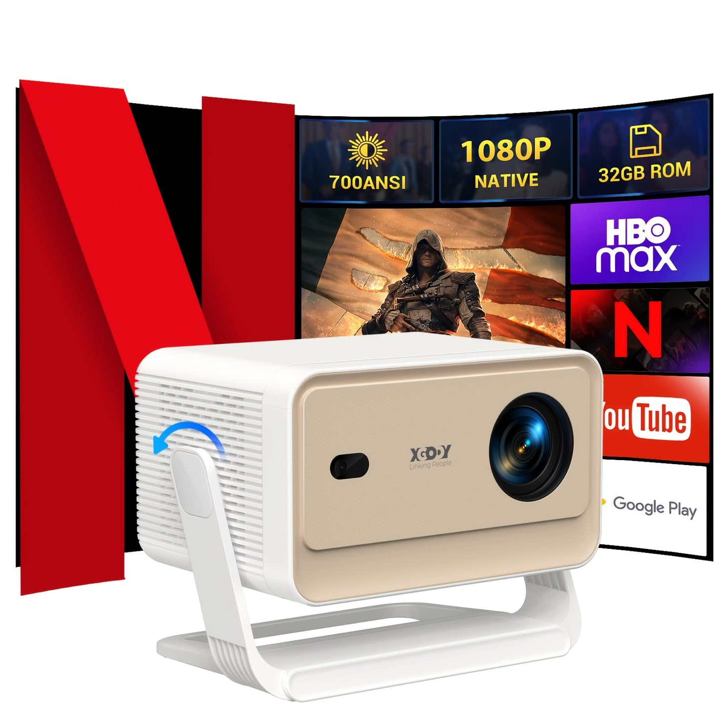 Beamer – Projector – Mini Beamer – Home Cinema – Smart Projector – Full HD 1920x1080 – 700 ANSI Lumens – Wifi 6 & Automatische Focus
