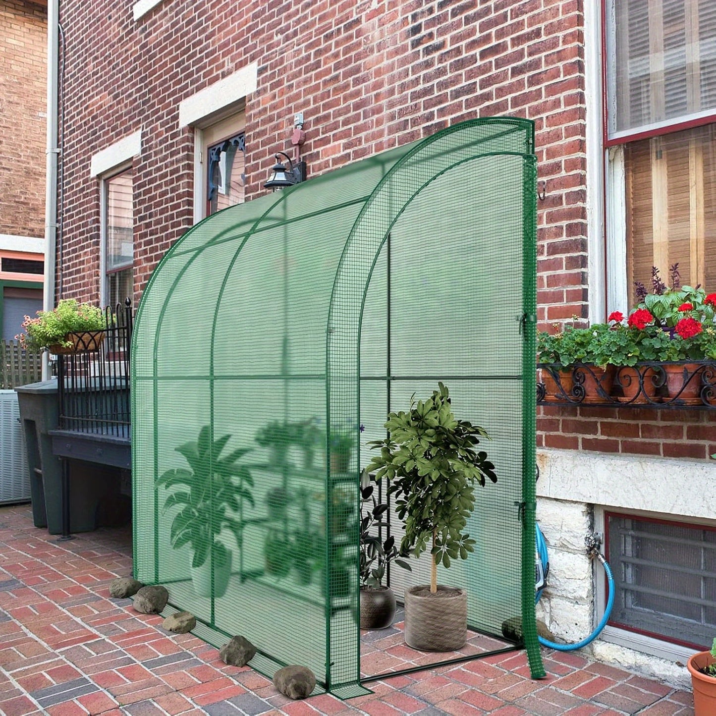 Mini Kweekkas – Tuinkas – Kas – Serre – Plantenkas – 198,5x98x215 cm – Inclusief 3-laags Bloementerras – Weerbestendig PE & Metaal