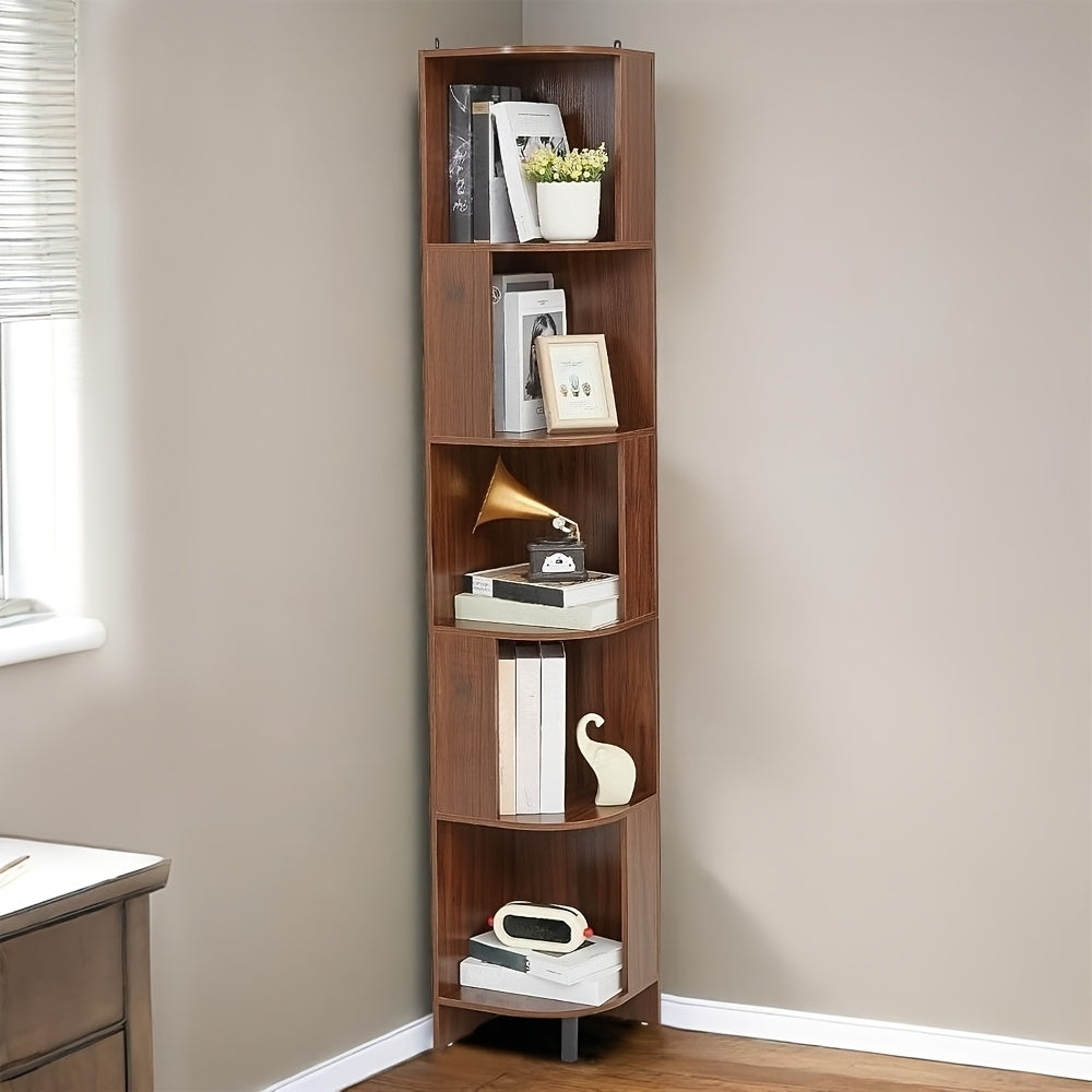 Boekenkast Metaal – Boekrek – Opbergkast – Vakkenkast – Plankenkast – Bruin – 5 Planken – 100 Kg Draagvermogen – Volledig Gemonteerd