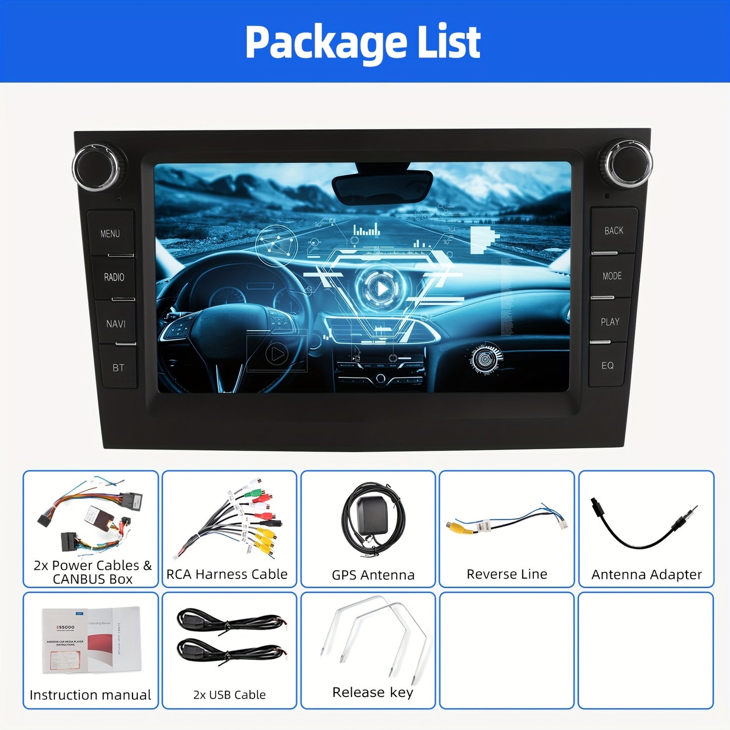 Autostereo – Autoradio – Navigatiesysteem – Multimedia Speler – Dashboard Unit – 7 Inch HD-IPS Touchscreen – Android 14 Met WiFi & AHD Camera