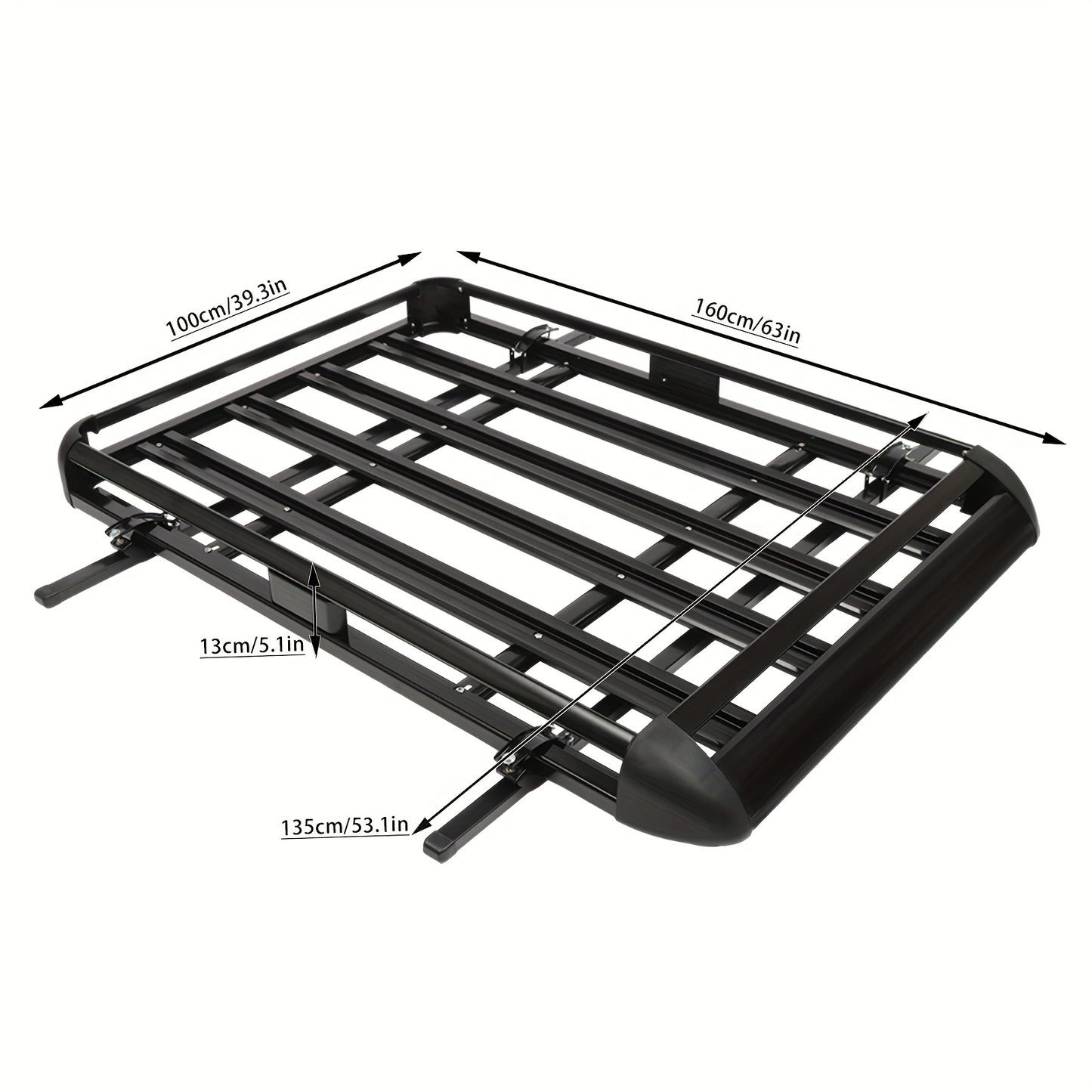 Dakmand SUV – Dakdrager Mand – Bagagekorf – Dakrek Ladebak – Zwarte Aluminium Dakmand – 160 cm Lengte – Maximaal 150 kg Draagvermogen
