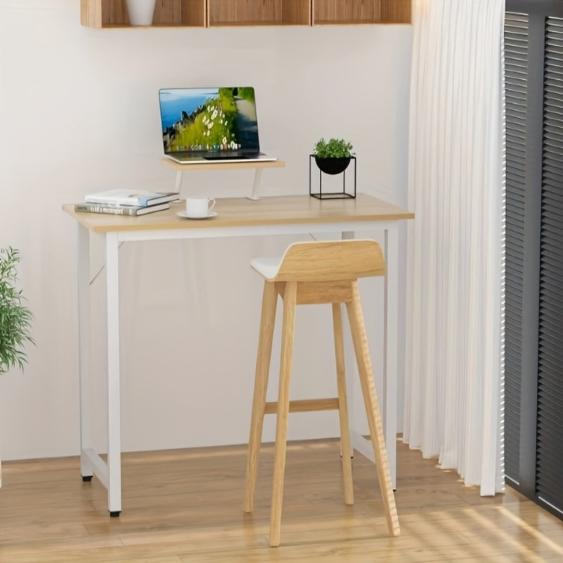 Space-Saving Office Desk 80x40x75cm With Monitor Mount | Nordic Home Office Desk Compact 40cm Width | 80x40cm Slim Desktop Fits 27-inch Monitor + Laptop