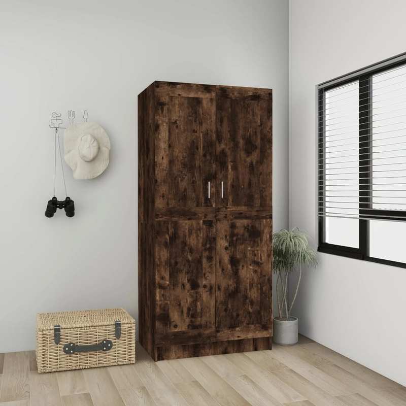 Kledingkast – Garderobekast – Opbergkast – Slaapkamerkast – Rook Eiken – Wandmontage – Hoogwaardig Hout – Compact Ontwerp 82,5x51,5x180 cm