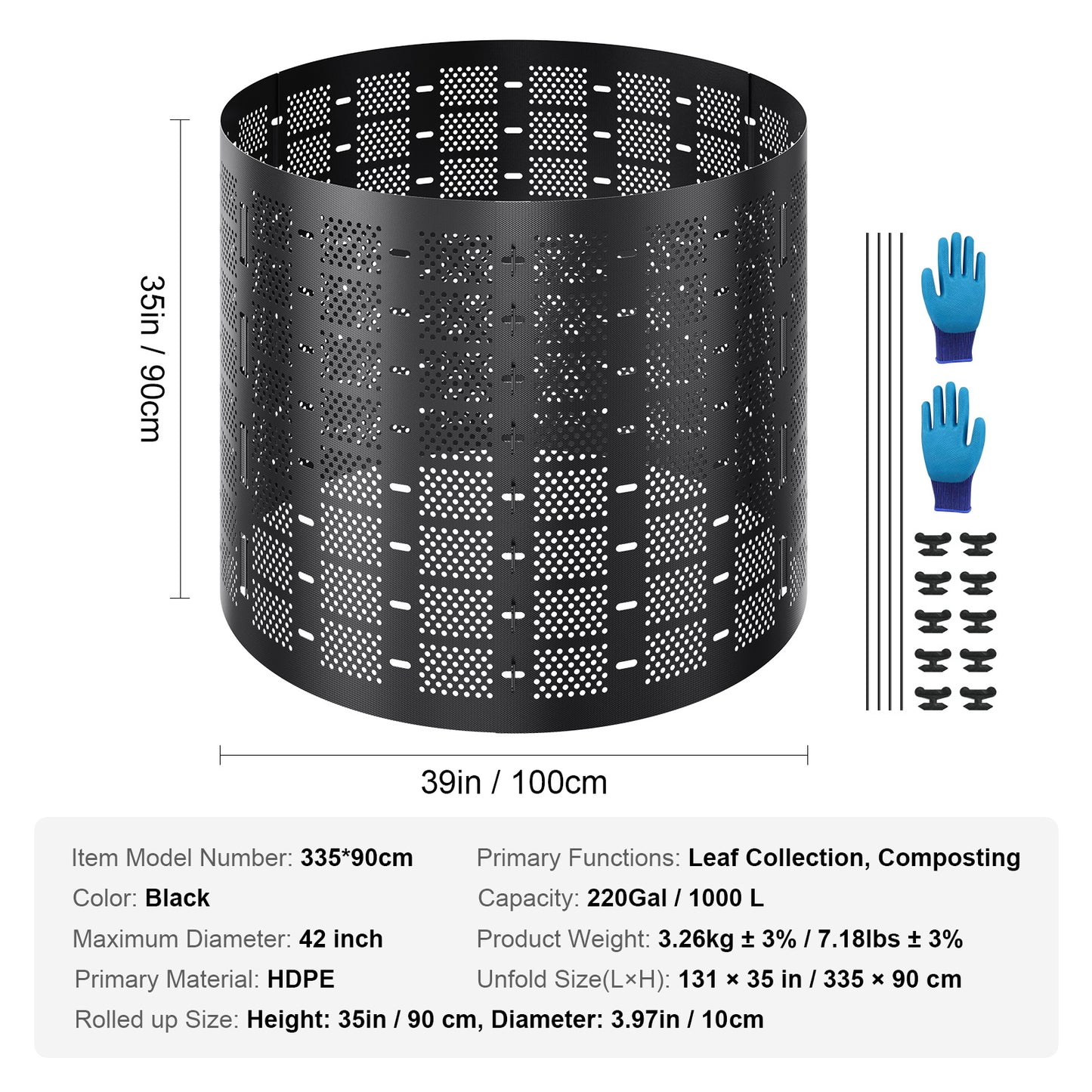 Compostbak – Compostvat – Composter – Compostton – Tuincomposter – 1000 Liter Capaciteit – Duurzaam HDPE Kunststof