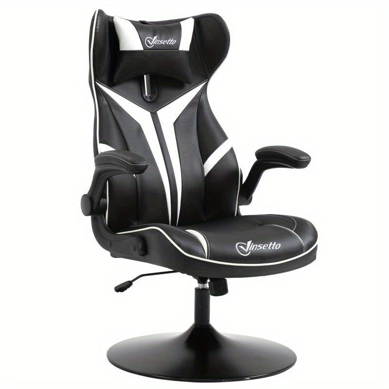 Gamingstoel – Bureaustoel – Gamestoel – Werkstoel – Ergonomische Stoel – Verstelbare Lendensteun – Ademend Mesh – Stalen Frame – Zwart Wit – Handmatig Verstelbare Rugleuning