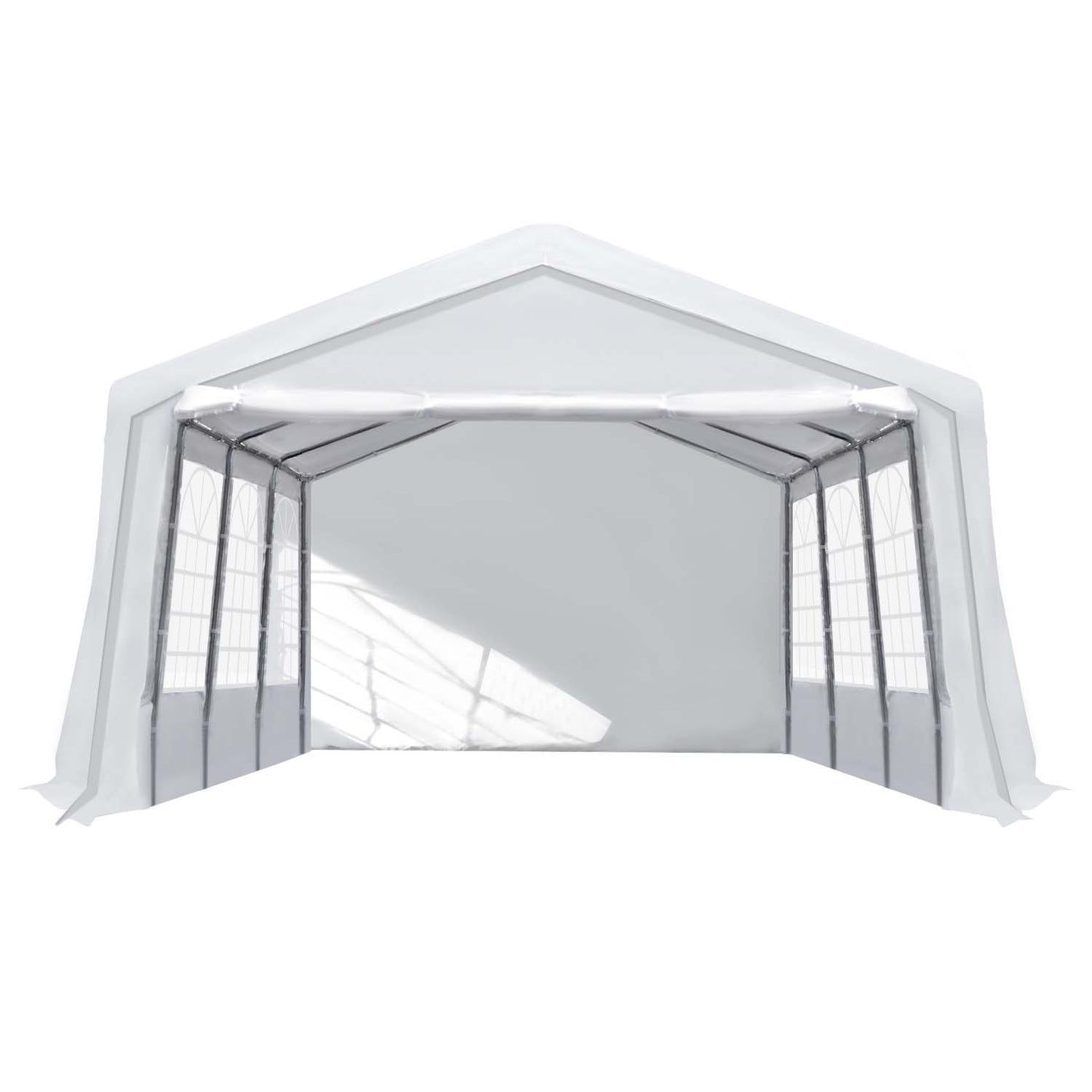 Partytent – Barnum – Tuinent – Tent – Markttent – 8x4 Meter Groot – Gegalvaniseerd Stalen Frame – UV-Bestendig Polyethyleen – Wit – 8 Ramen – Afneembare Zijwanden