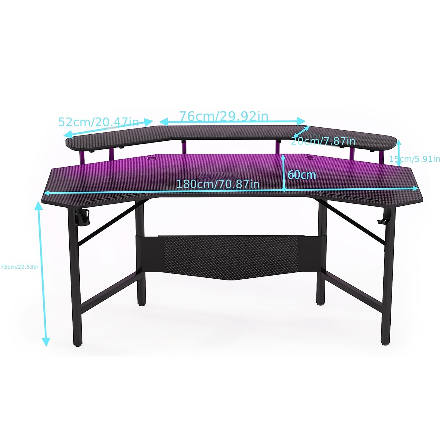 Gaming Bureau – Gamingbureau – Game Desk – Computer Tafel – Gaming Tafel – Met Bekerhouder & Hoofdtelefoonhaak – Stevig MDF Metalen Constructie – Minimaal 27 Inch Hoogte