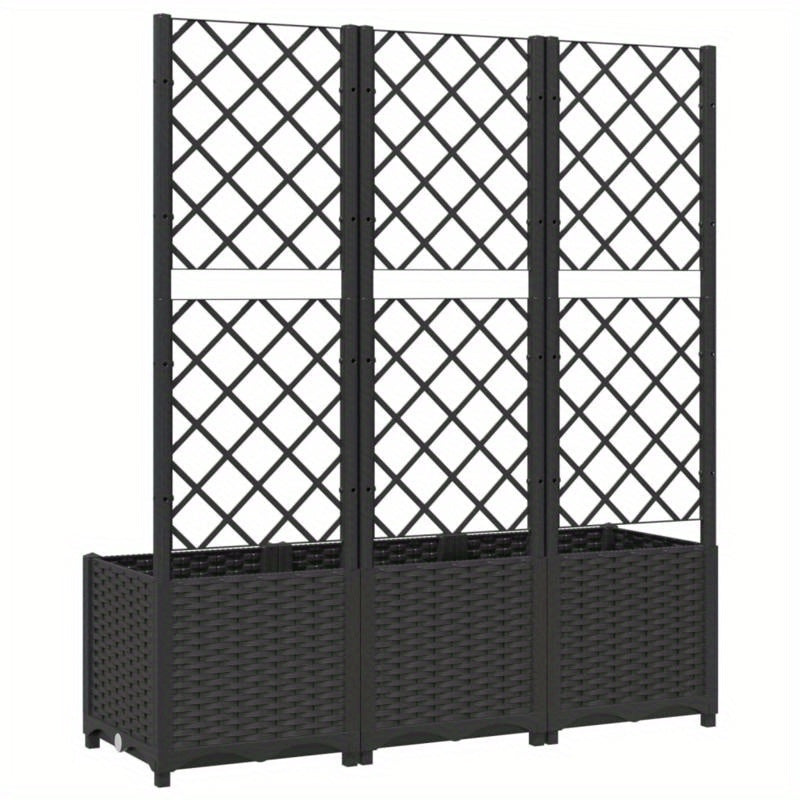 Plantenbak – Bloembak – Moestuinbak – Bloempot – Tuinbak – Met Klimrek – Zwart – Duurzaam Polypropyleen – Afmetingen 120x40x136 cm