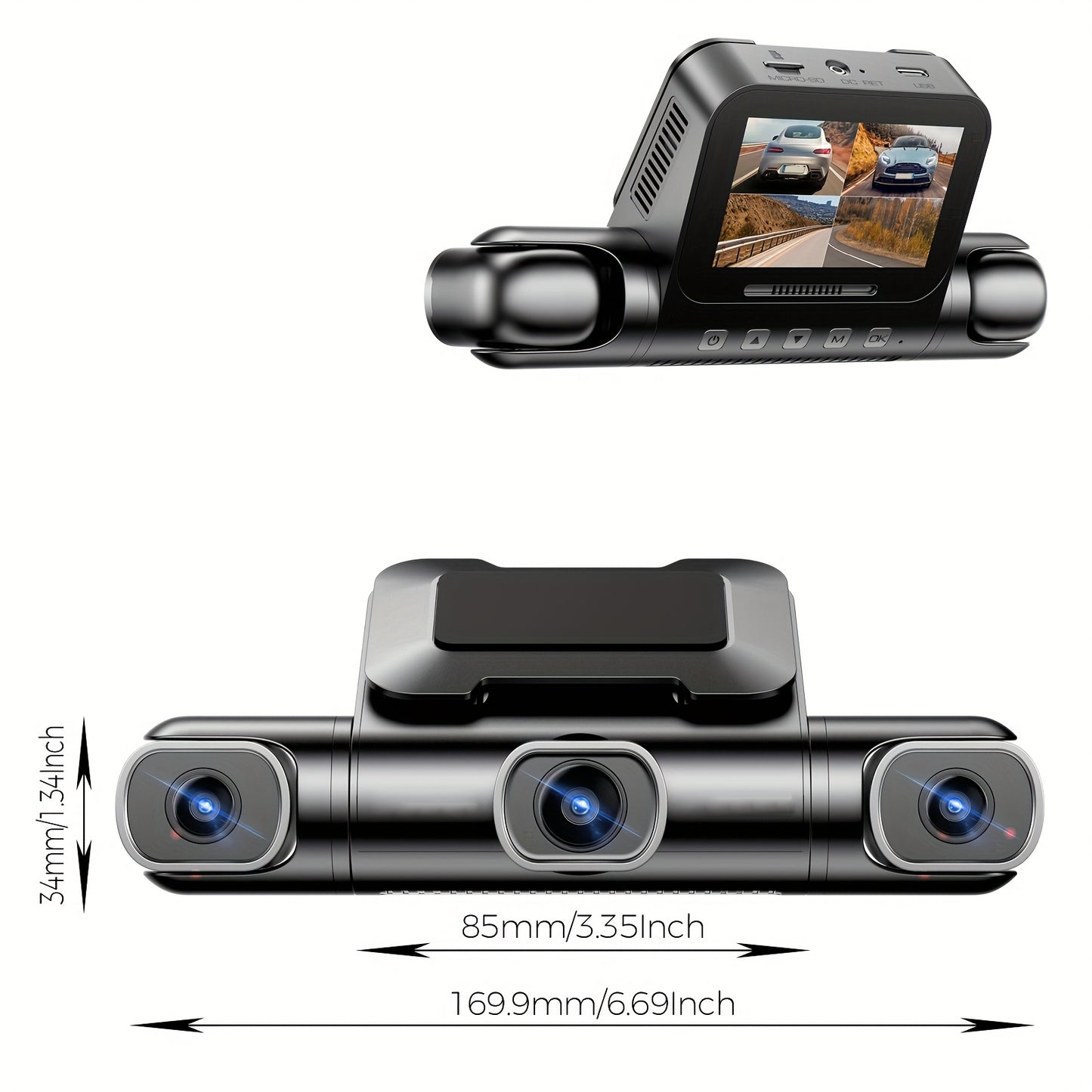 Dashcam – Auto Camera – 4-Kanaals Recorder – Beveiligingscamera – Wegencamera – 4K Voor + 1080p Achter – Wifi & GPS Met Nachtzicht
