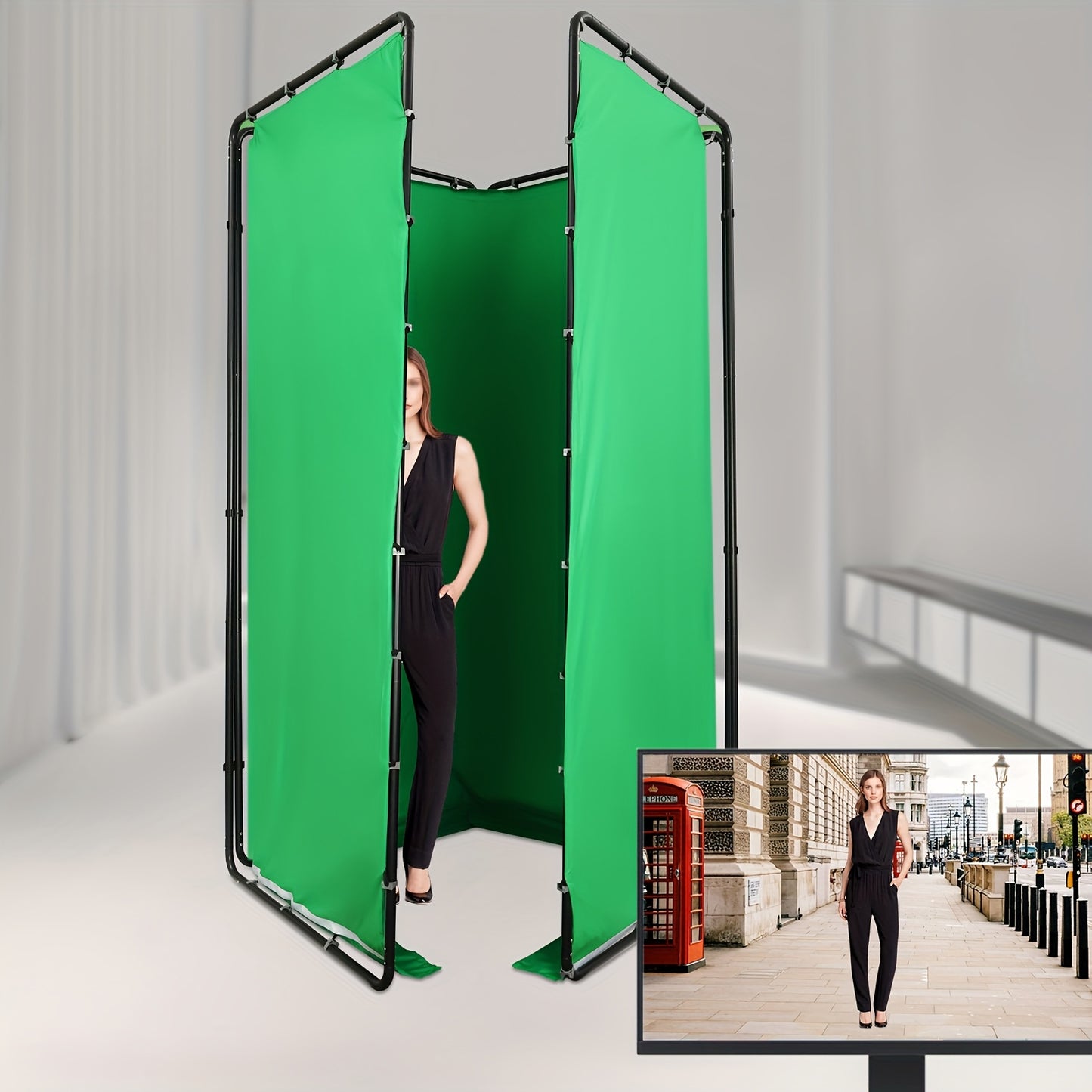 Groen Scherm – Backdrop – Achtergronddoek – Fotostudio Doek – Videostudio Achtergrond – Verstelbare Standaard – Groot Formaat 2,4x4 Meter – Lichtgewicht & Duurzaam