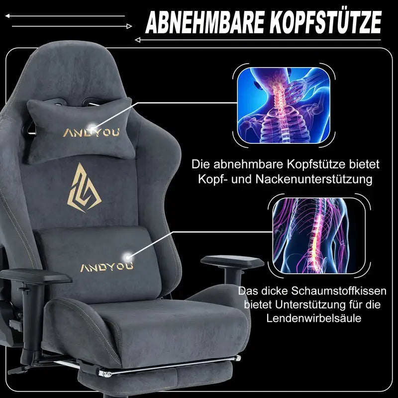 Bureaustoel – Kantoorstoel – Gamingstoel – Draaistoel – Bureaustoel Met 3D Armleuningen – Ergonomisch Met Memory Foam – 220 kg Draagkracht – 12° Kantelbaar – Zwart