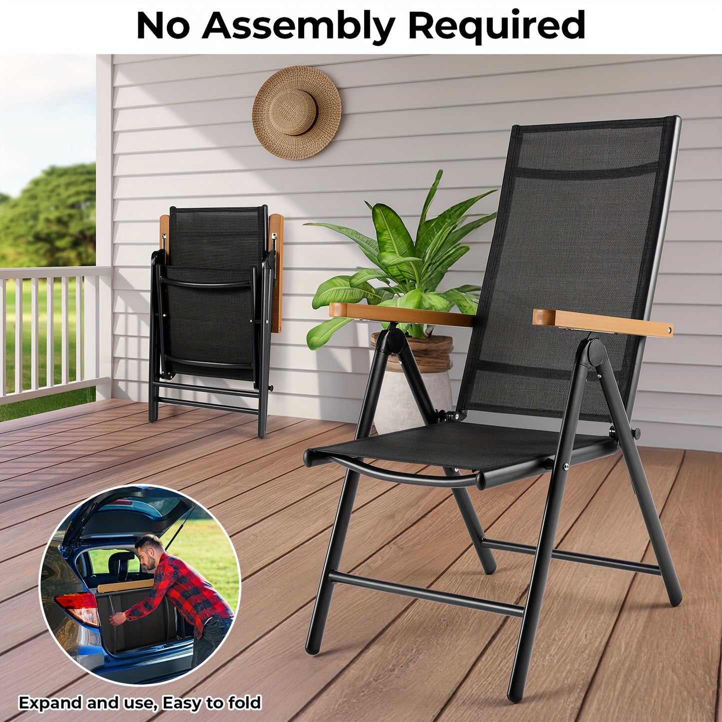 Campingstoel – Klapstoel – Vouwstoel – Tuinstoel – Kampeerstoel – Aluminium Frame – 7-standen Verstelbare Rugleuning – Set van 2