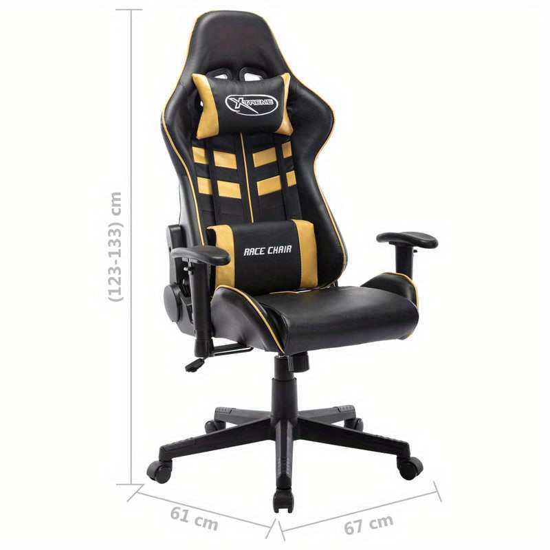 Luxurious Black & Golden Gaming Chair - Ergonomic Faux Leather, Comfortable for Office, E-Sports, Playrooms & Living Spaces gaming pc