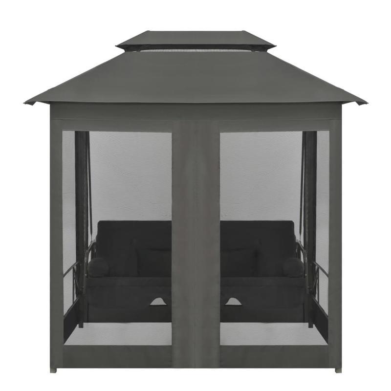 Schommelbank – Schommelstoel – Tuinbank – Schommelbank Met Dak – Swingbank Antraciet – Robuust Stalen Frame – Groot Formaat 220x160x240 cm