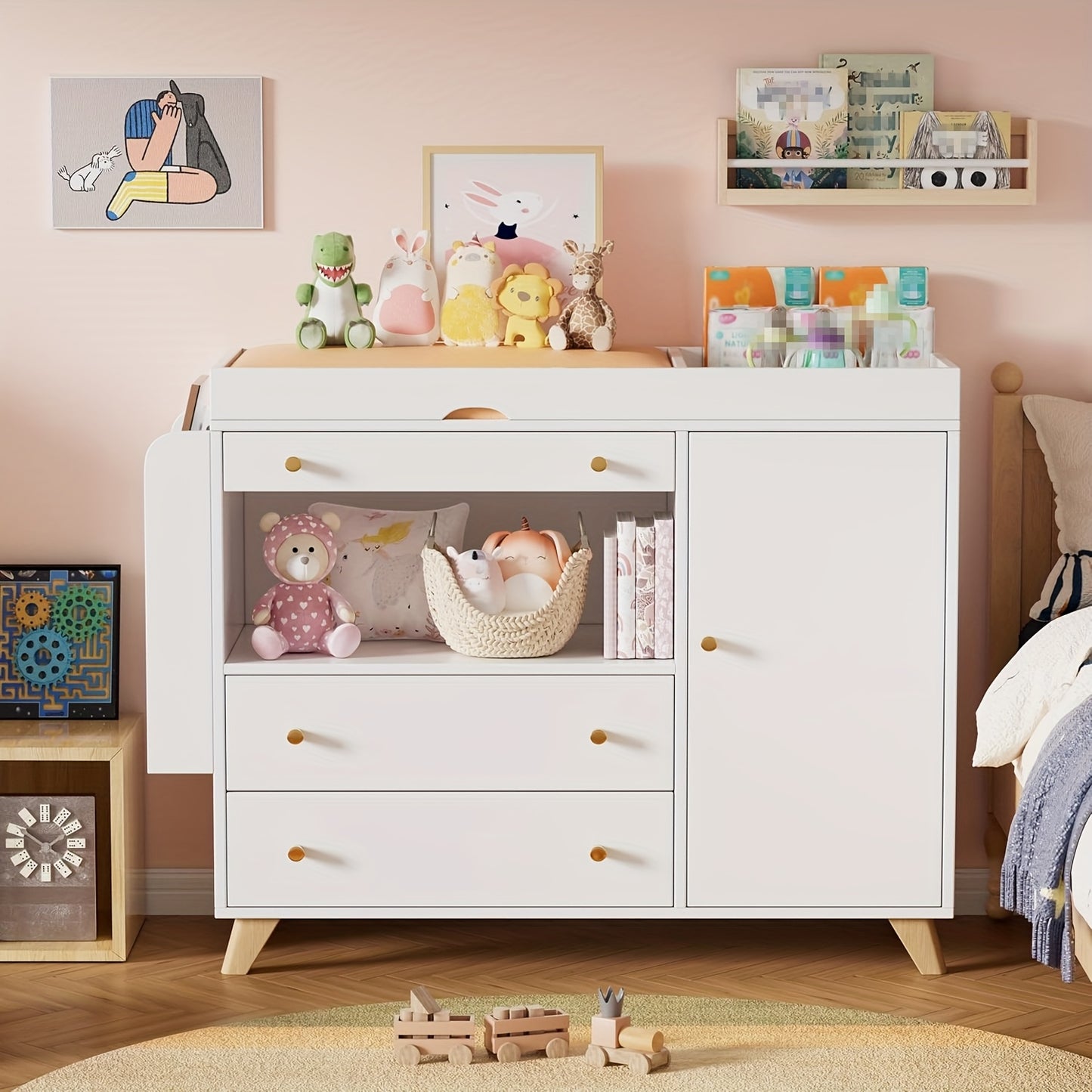 Kaptafel – Ladekast – Make-up Tafel – Opbergmeubel – Slaapkamerkast – Ruime Opbergruimte – Afneembaar Blad – Stevig Hout 100 kg Draagvermogen