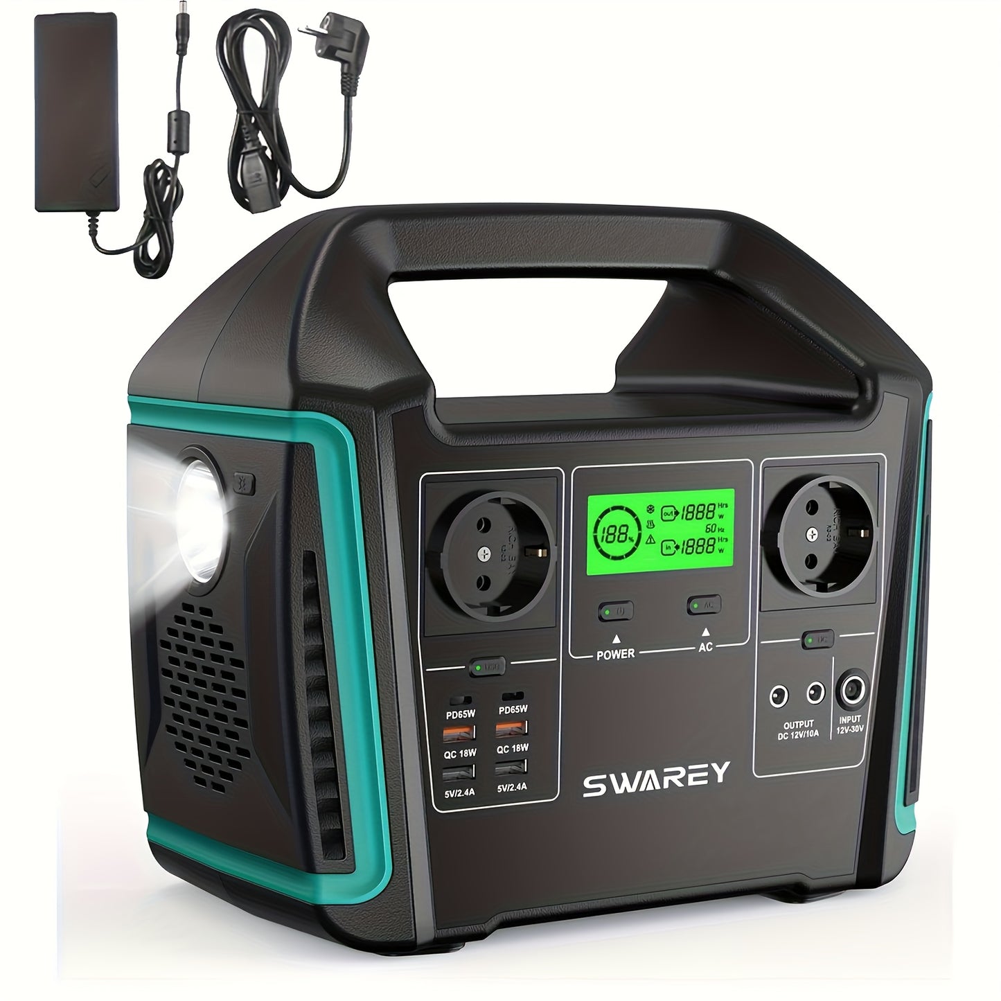 Draagbare Power Station – Mobiele Generator – Solar Generator – Noodstroomvoorziening – Buitenaccu – 1000W Vermogen – 725,76Wh Capaciteit – 2x 1000W AC Uitgang – 2x 65W USB-C Poorten