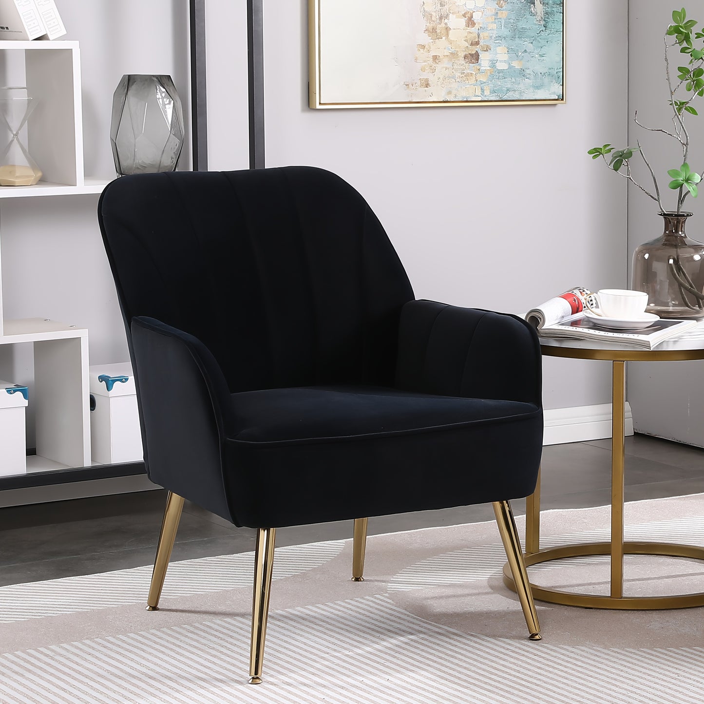 Fauteuil – Lounge Chair – Comfy Chair – Accentstoel – Relaxfauteuil – Blauw Stof – Metalen Poten – Eenvoudige Montage – Zonder Stroom – Comfortabele Zitplaats – Duurzaam Design