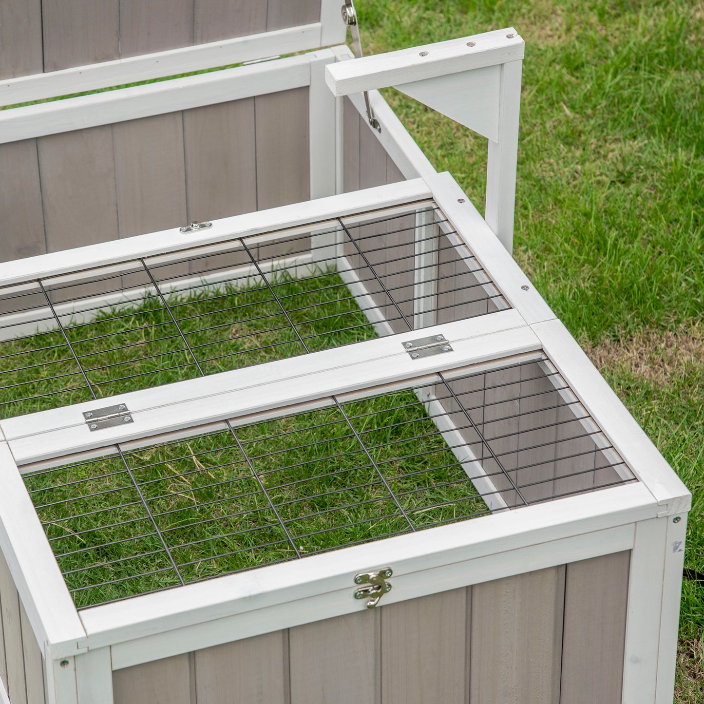 Schildpaddenshuis – Dierenverblijf – Terrarium – Buitenkooi – Houten Kweekbak – Dubbele Leefruimte – 91,5x61x33 cm – Voorkomt Roofdieren