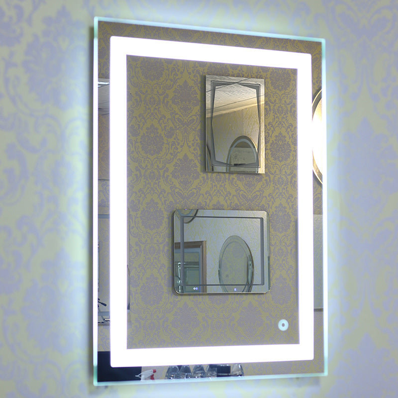 Badkamerspiegel – Wandscherm – Spiegelkast – Make-up Spiegel – Vergrotende Spiegel – Anti-Condens – 60x80 cm – Roestvrijstalen Frame