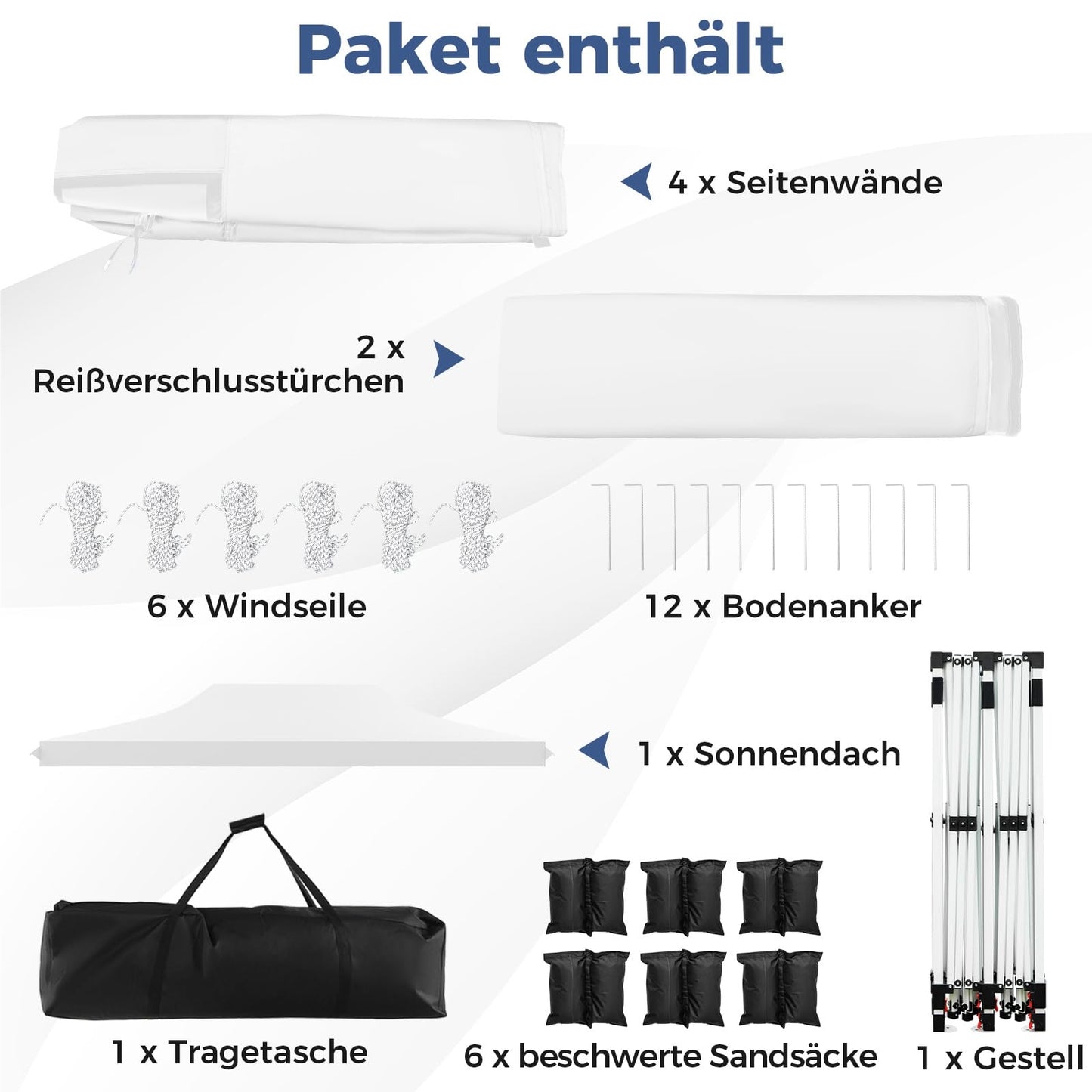 Vouwtent – Partytent – Evenemententent – Tuinkamer – Garden Pavilion – 3x6m Wit – Waterdicht – UV Bescherming 50+