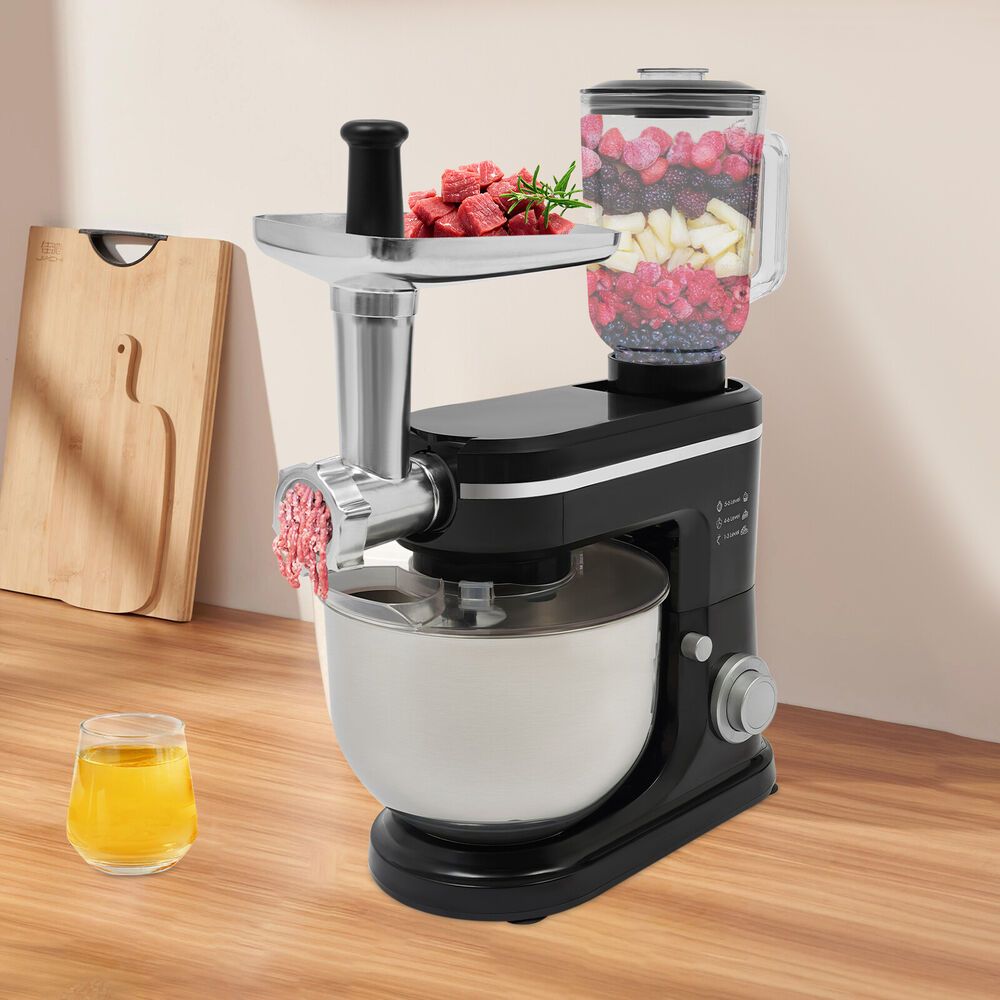 3-in-1 Keukenhulpmiddel – Keukenaccessoire – Mengkom – Hakker – Mixer – Roestvrij Staal & Glas – 6 Liter Inhoud – Multifunctioneel & Vaatwasserbestendig