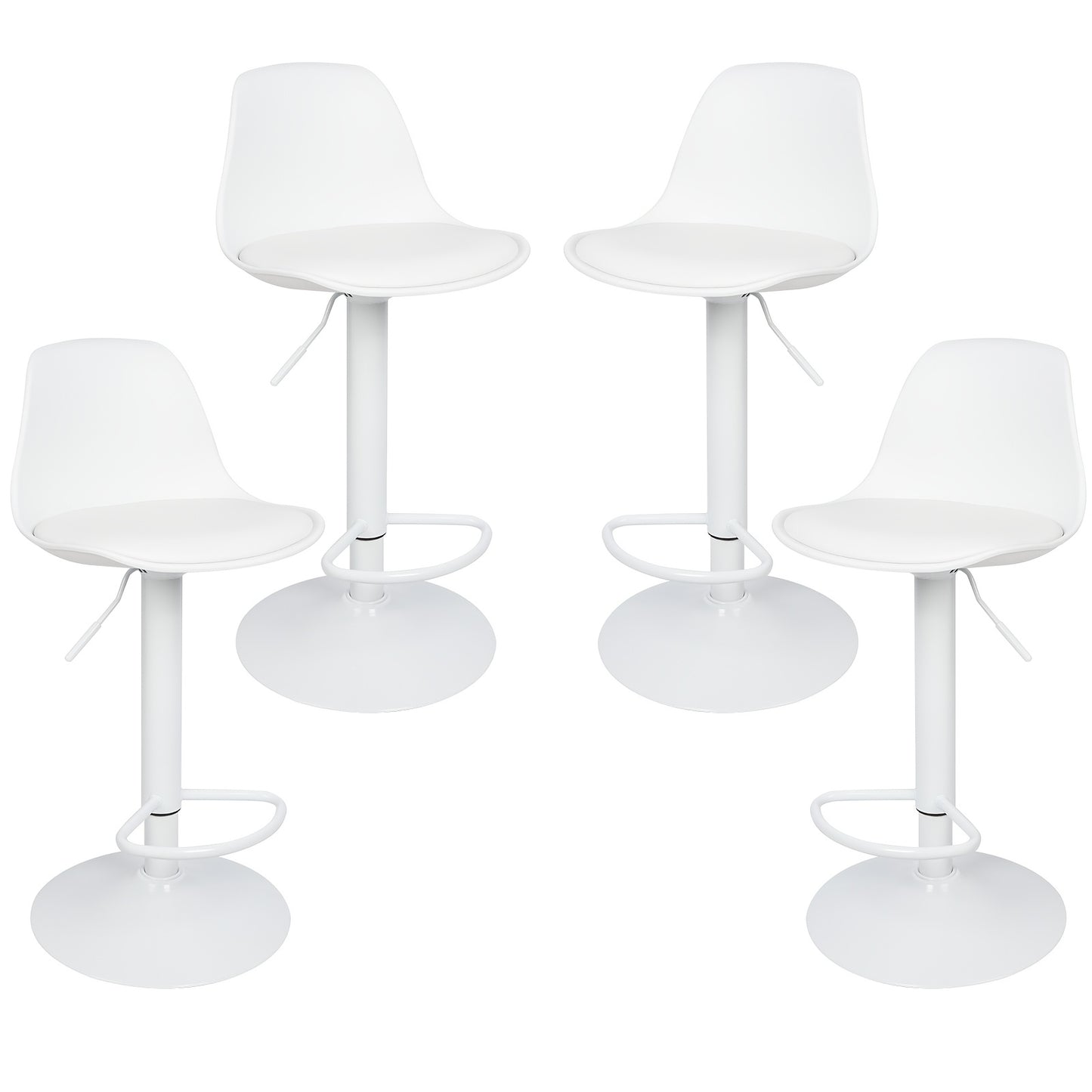 Barstoel – Barkruk – Barstoel Met Rugleuning – Barstoel Met Voetsteun – Set Van 4 – Verstelbare Zithoogte – PU-Leren Bekleding