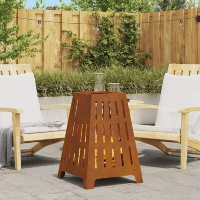 Buitenhaard – Tuinhaard – Vuurkorf – Terrashaard – Houtkachel – Bruin Metaal – 50x50x70 cm – Duurzaam & Weerbestendig