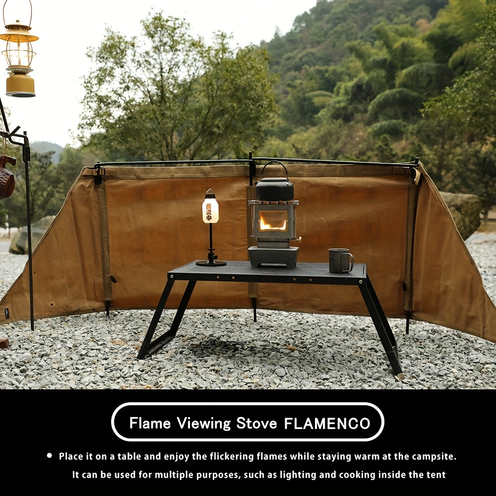 Houtkachel – Campingkachel – Outdoor Stove – Kooktoestel – Verwarmer – Roestvrijstaal – Glazen Kijkvenster – Compact & Draagbaar – Instelbare Vlamregeling