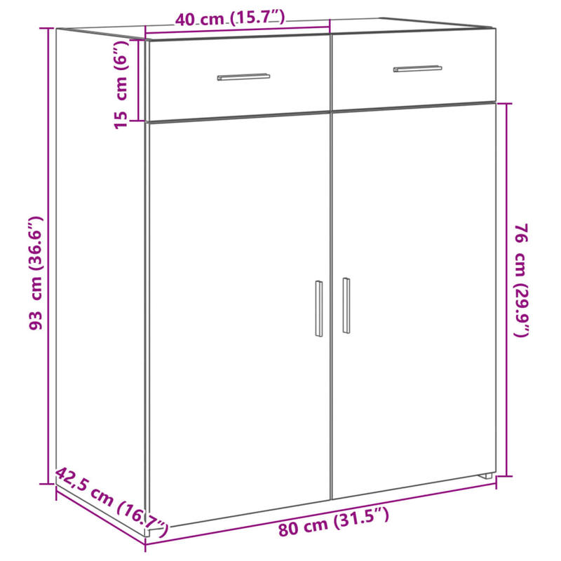 Dressoir – Sideboard – Kasten – Bergmeubel – Opbergmeubel – Sonoma Eiken Bruin – Modern Design – Met Slot – Vloerbevestiging – MDF Hout