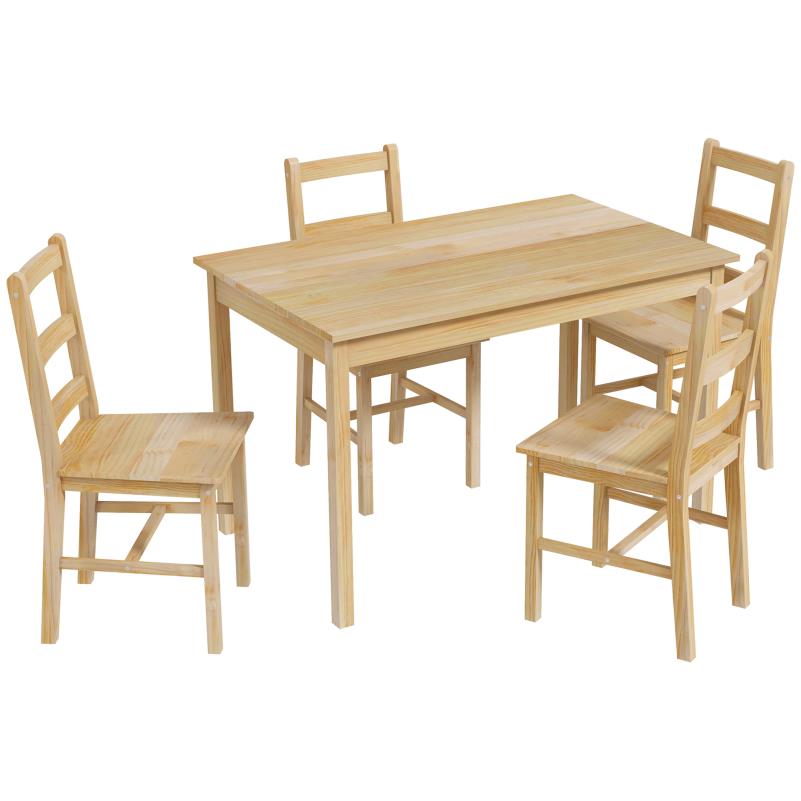 Eettafelset – Eetkamerset – Eethoek – Keukentafelset – Zitgroep – Ruimtebesparend Rechthoekig Ontwerp – Licht Beige Massief Hout