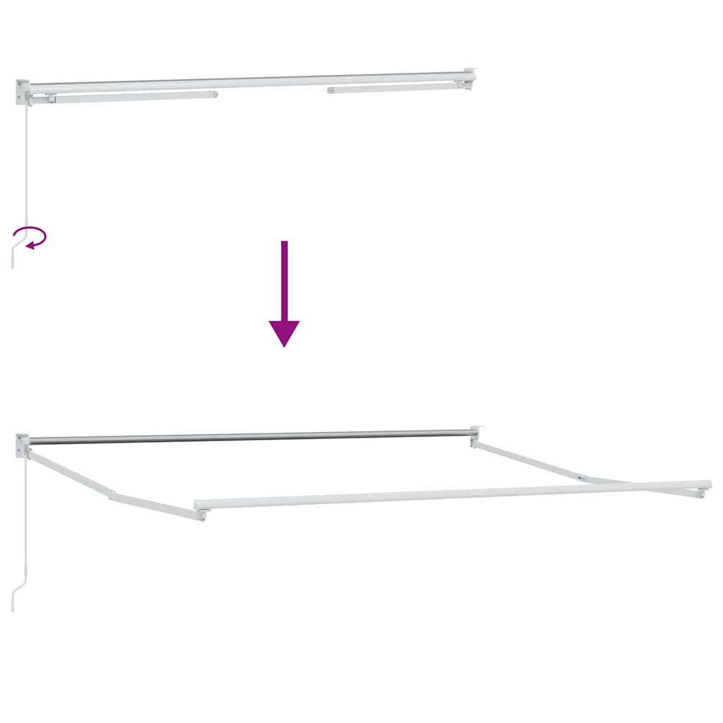 Zonnewering – Knikarmscherm – Uitvalscherm – Schaduwdoek – Markies – Verstelbaar tot 80 Graden – UV- en Waterbestendig Polyester – Aluminium Frame – Wit – 350x250 cm