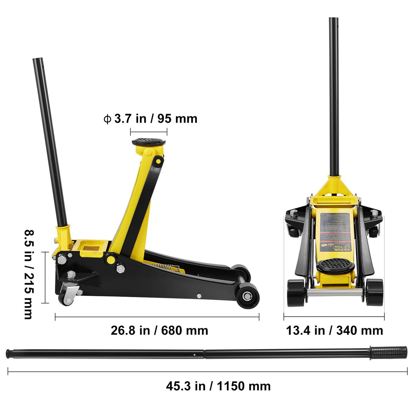 Lage Wagenkrik – Vloerkrik – Auto Krik – Garagekrik – Hydraulische Krik – 2,5 Ton Hefvermogen – Dubbel Zuigerpomp Voor Snelle Hefwerking