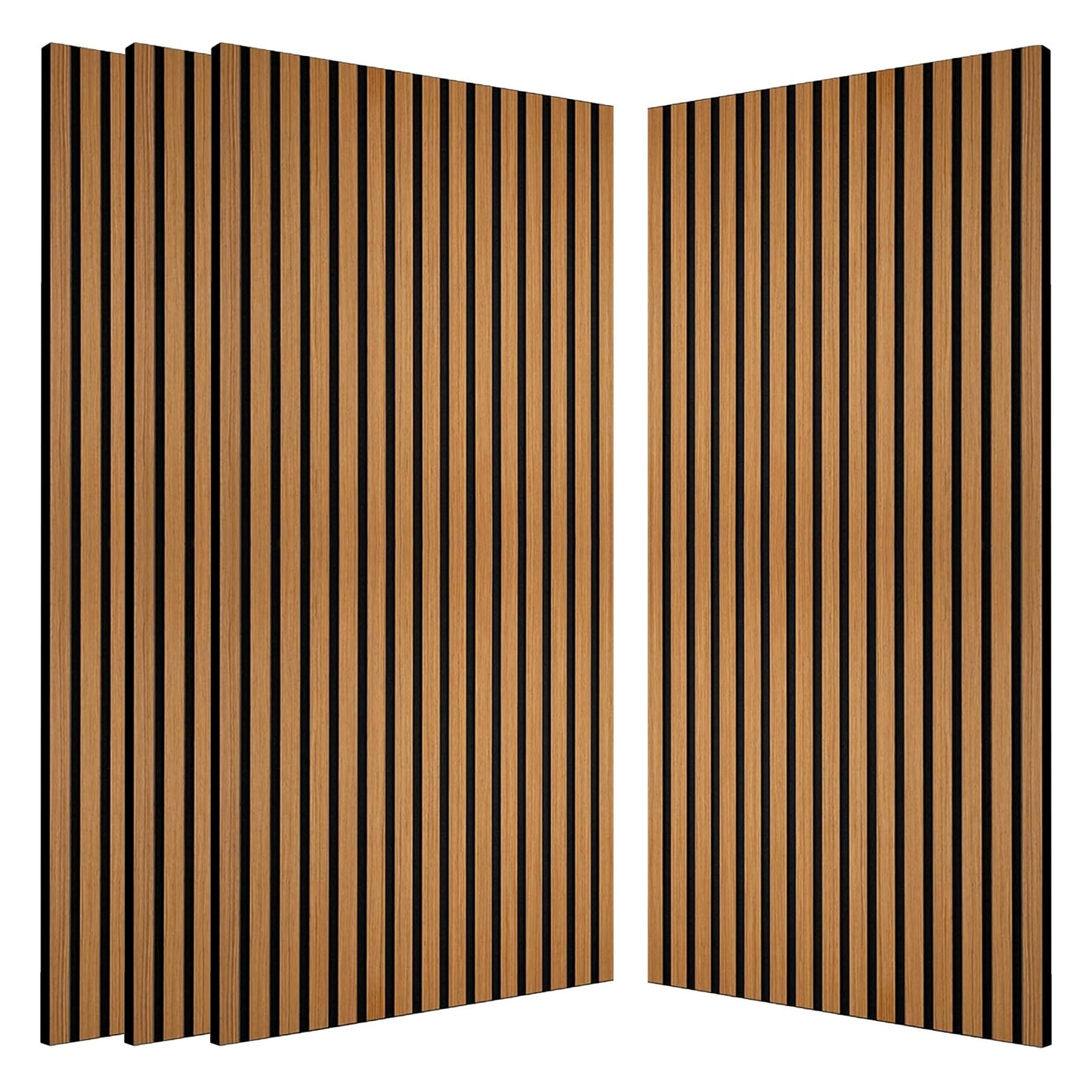 4pcs EUNEWR Black Wood Wall Panels, 47, 5.08cm x 23, 157.48cm - Sound Absorbing, Diffusion Panels for Home Office & Cinema, PVC Material, 20kg/m²-25kg/m² Density, Easy Installation with Adhesive Strips, Soundproof Wall Pane