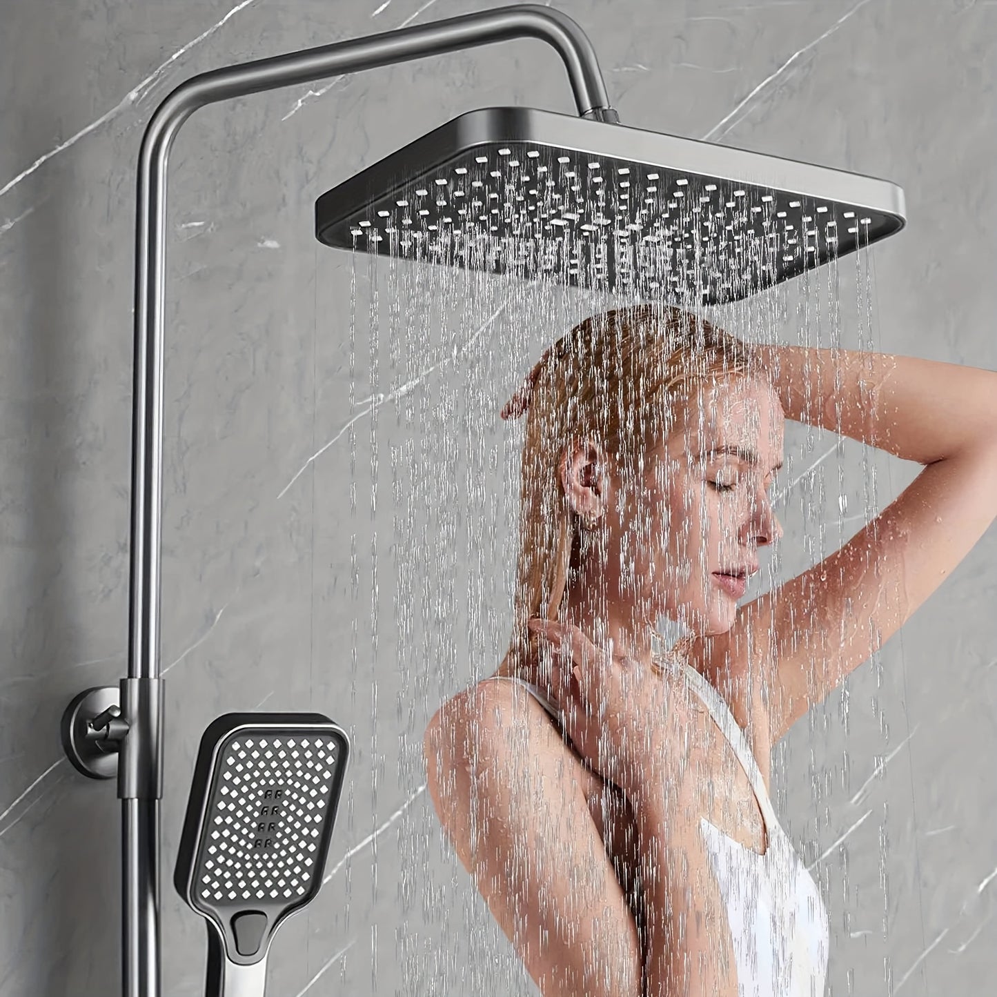 Douchesysteem – Regendouche – Douche Set – Handdouche – Watervaldouche – Koper – Digitaal Display – Ingebouwde Plank