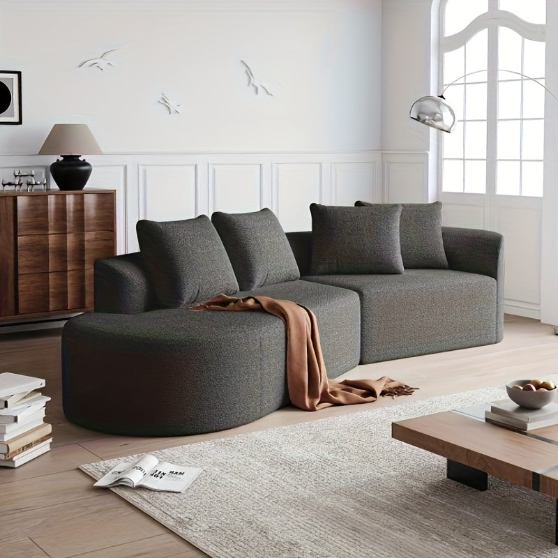 Hoekbank – L-vormige Bank – Sectiebank – Hoekbank Zwart – Charmant Modulair Design – Ruime Diepe Zitplaatsen – Duurzame Stofbekleding – Inclusief 4 Sierkussens