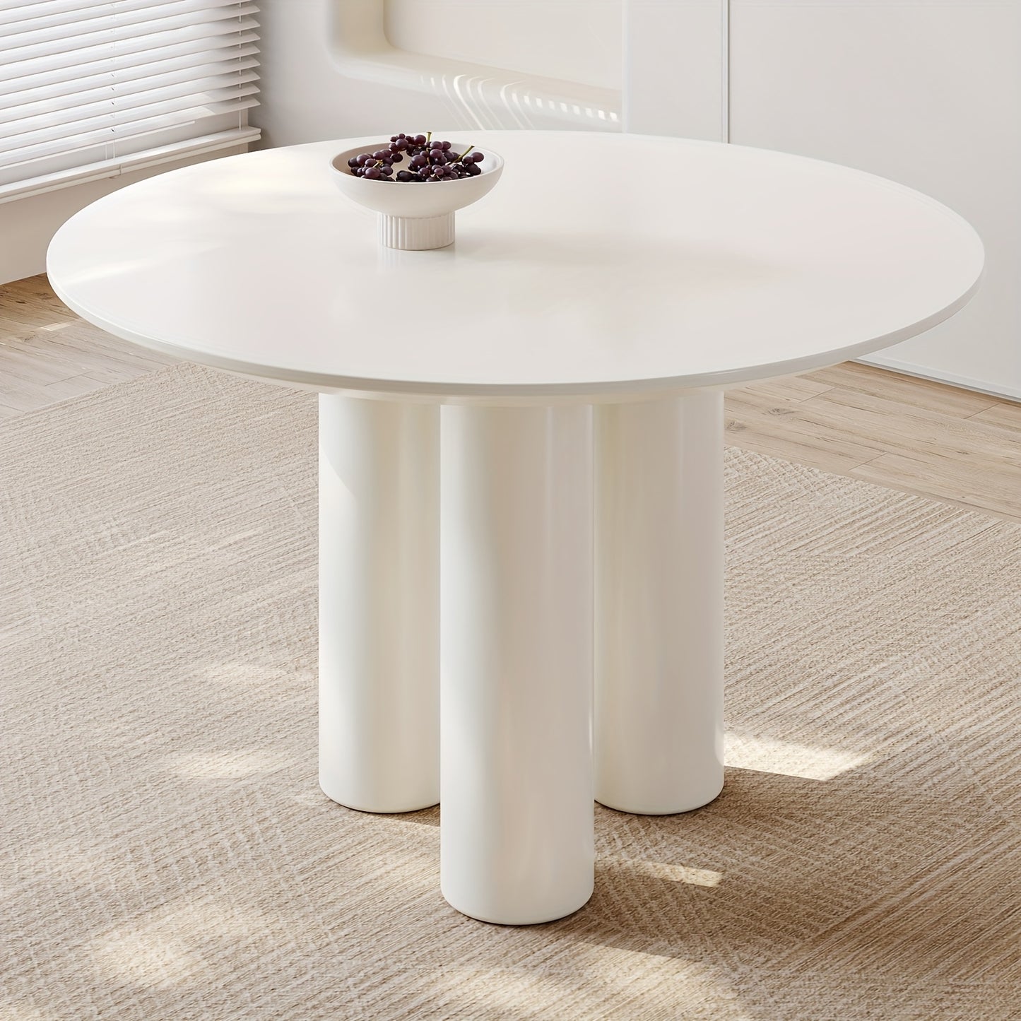 Ronde Eettafel – Eettafel Rond – Keukentafel – Tafel Voor 4 Personen – Ronde Tafel 117 cm Wit – Stevige Driepoot – Eenvoudige Montage