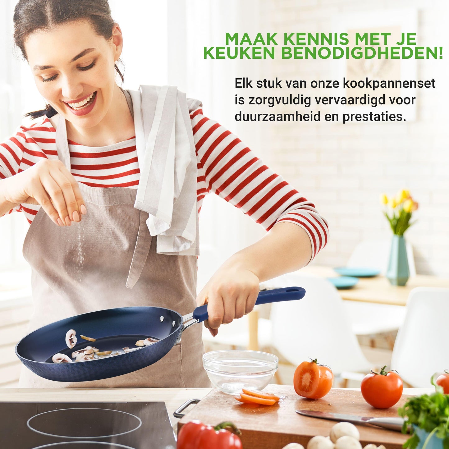 Inductieset – Pannenset – Keramische Keukenset – Kookgerei – Kookpannen – PFOA-vrij – Blauw Diamant Coating