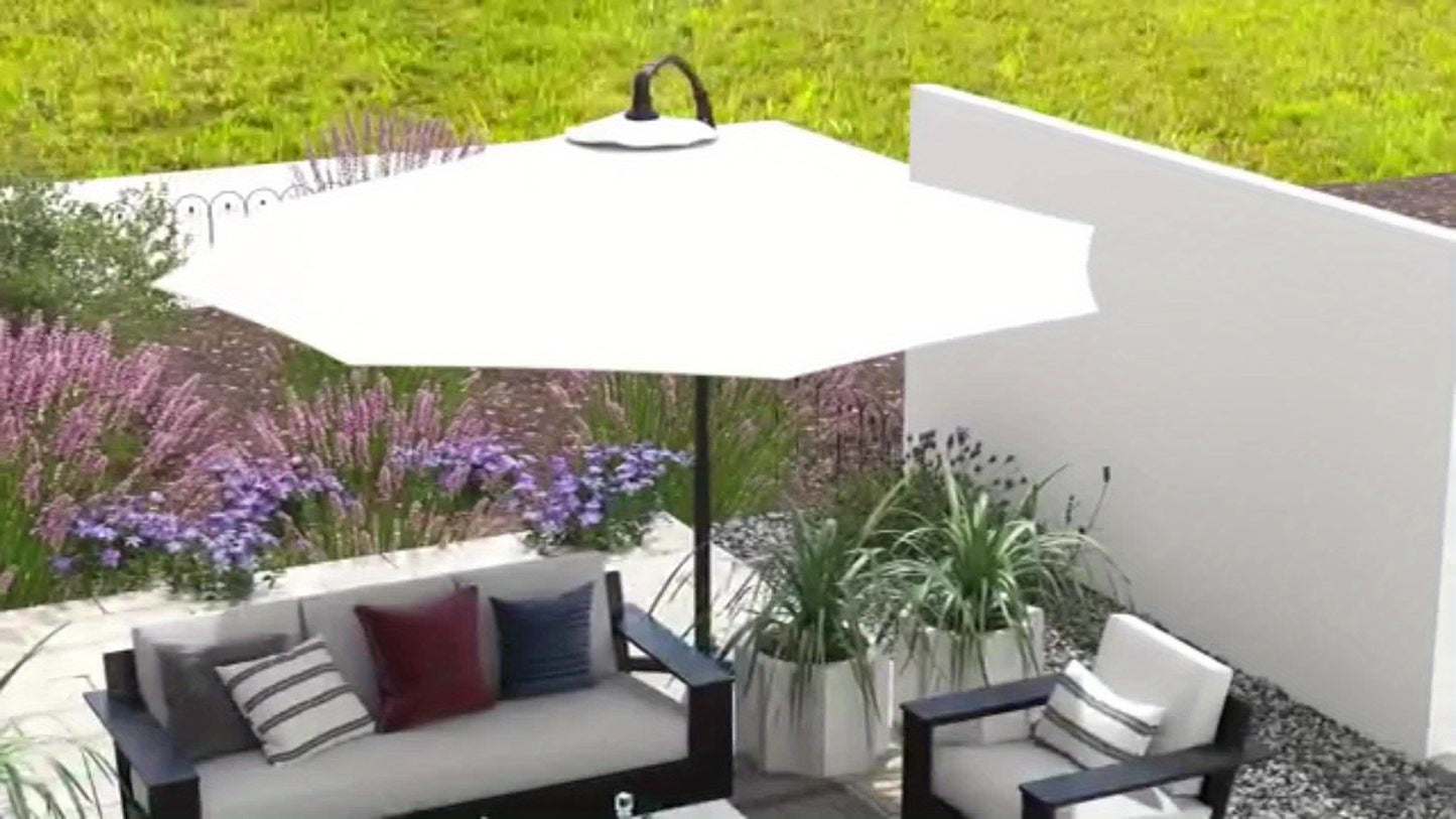 Cantilever Parasol Parasol Crank Garden Umbrella, With 8 Steel Robust And Stable For The Garden Outdoor Hanging