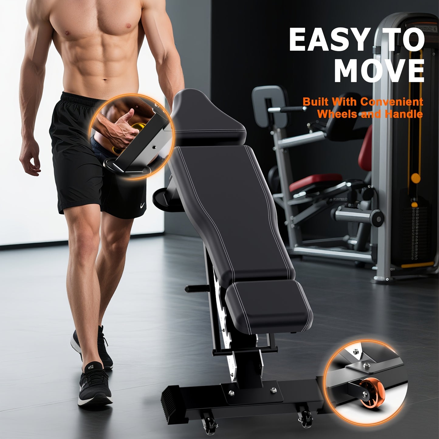 1 VOWVIT Folding Weight Bench | Adjustable Multifunctional Training Bench, Stainless Steel, Perfect for Universal Use, Ideal for Full Body Training