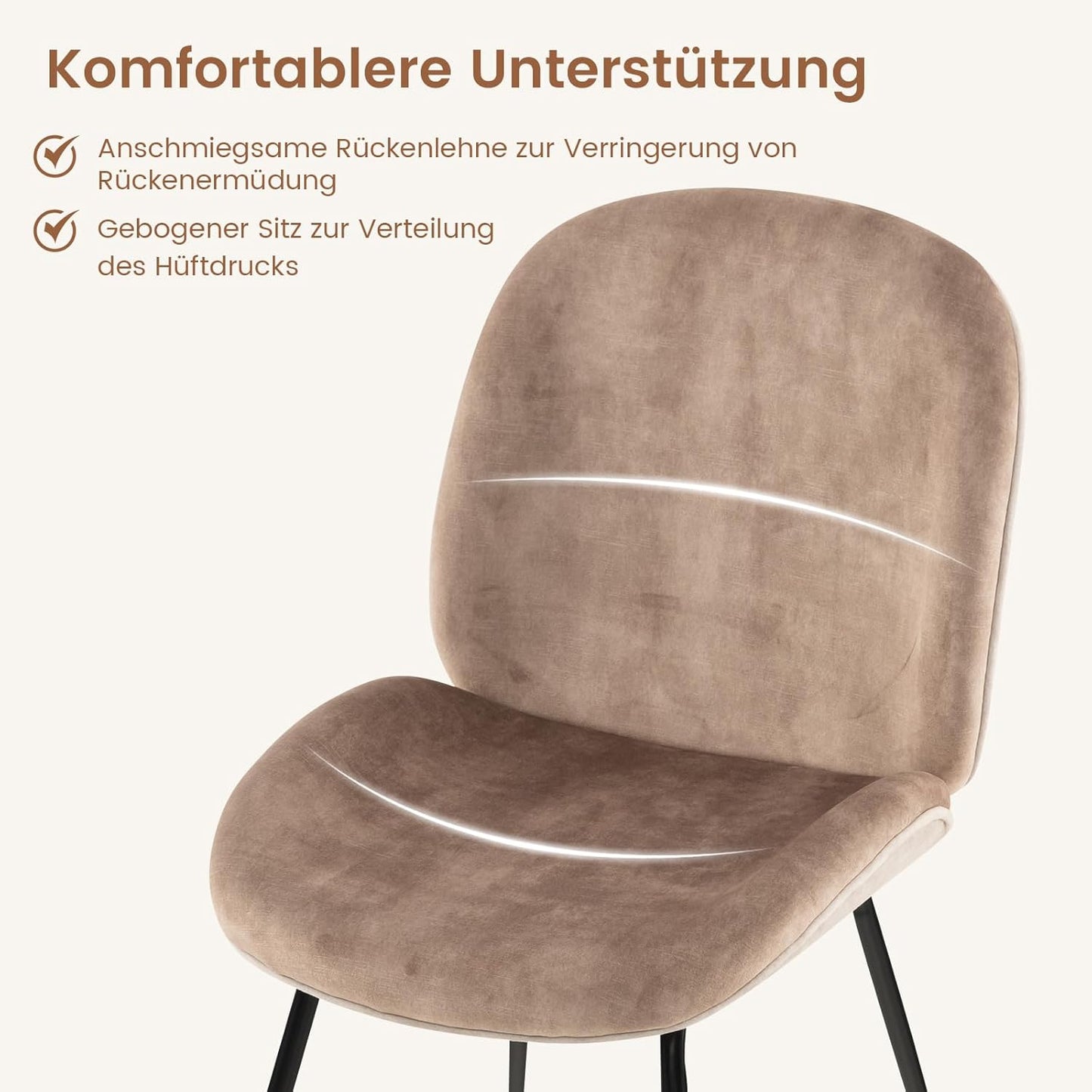 Eetkamerstoelen – Keukenstoelen – Stoelen – Dineren Stoelen – Fluwelen Stoelen – Set Van 2 – Comfortabele Zitting Met Elastisch Schuim – Stabiel Metaalframe Met Verstelbare Voeten