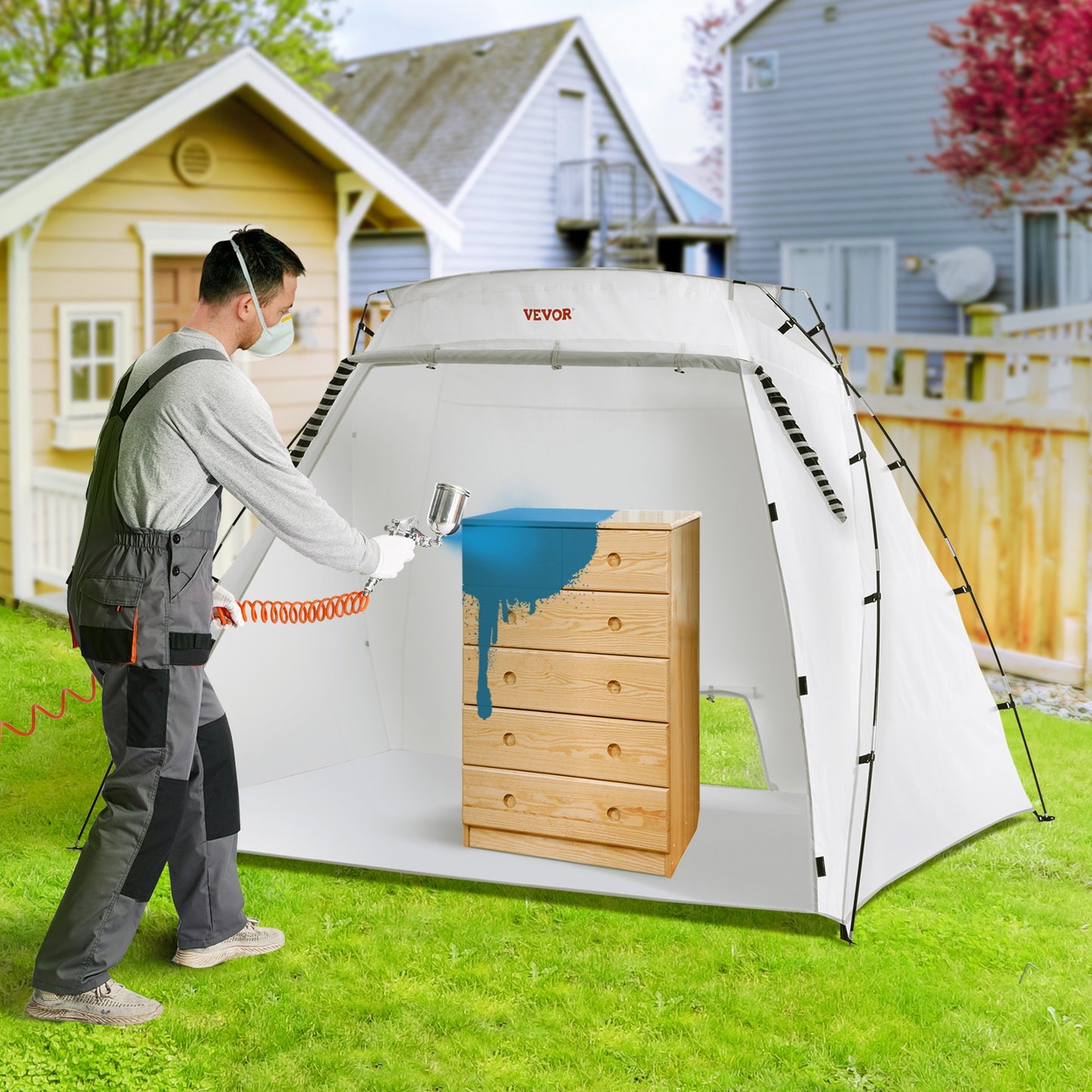 Spuitverftent – Verftent – Spuitcabine – Spray Tent – Schildertent – Grote Afmetingen 2,3x1,6x1,6 m – Ingebouwde Waterafstotende Vloer & Ventilatiegaas